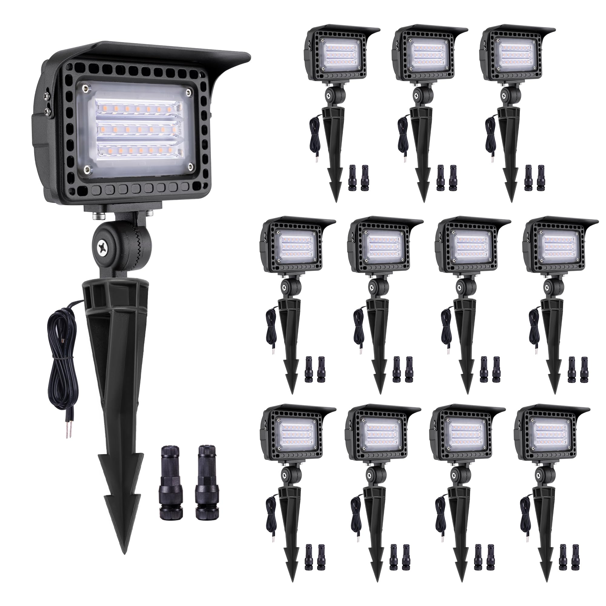Gardenreet Landscape LED Wall Wash Lights - 12W Outdoor Low Voltage Flood Lights, 12V Hardwired Aluminum Brown, IP65 Waterproof 