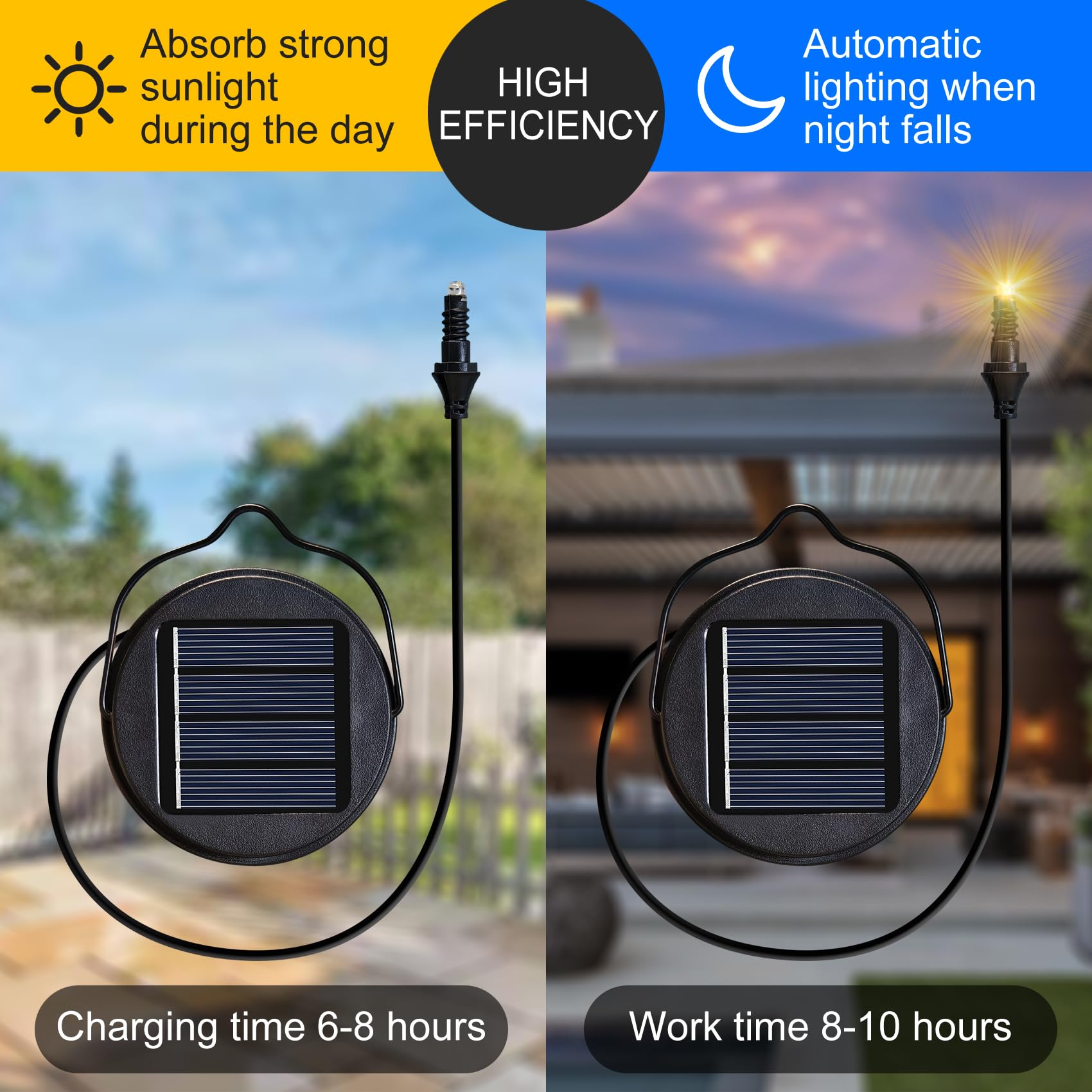 2Pack Solar Lights Top Replacement with Rechargeable Battery AA 600mAh for Solar Lantern Lights, Garden,Patio, Yard Christmas De