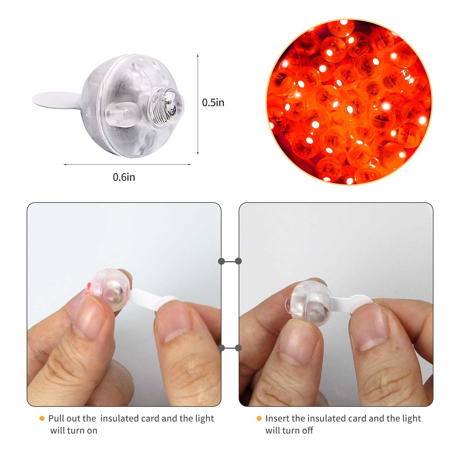 100 Pcs Red LED Balloon Light, Mini Led Lights Small Round Ball Lamp For Paper Lantern Balloon Indoor Outdoor Party Event Fun Bi