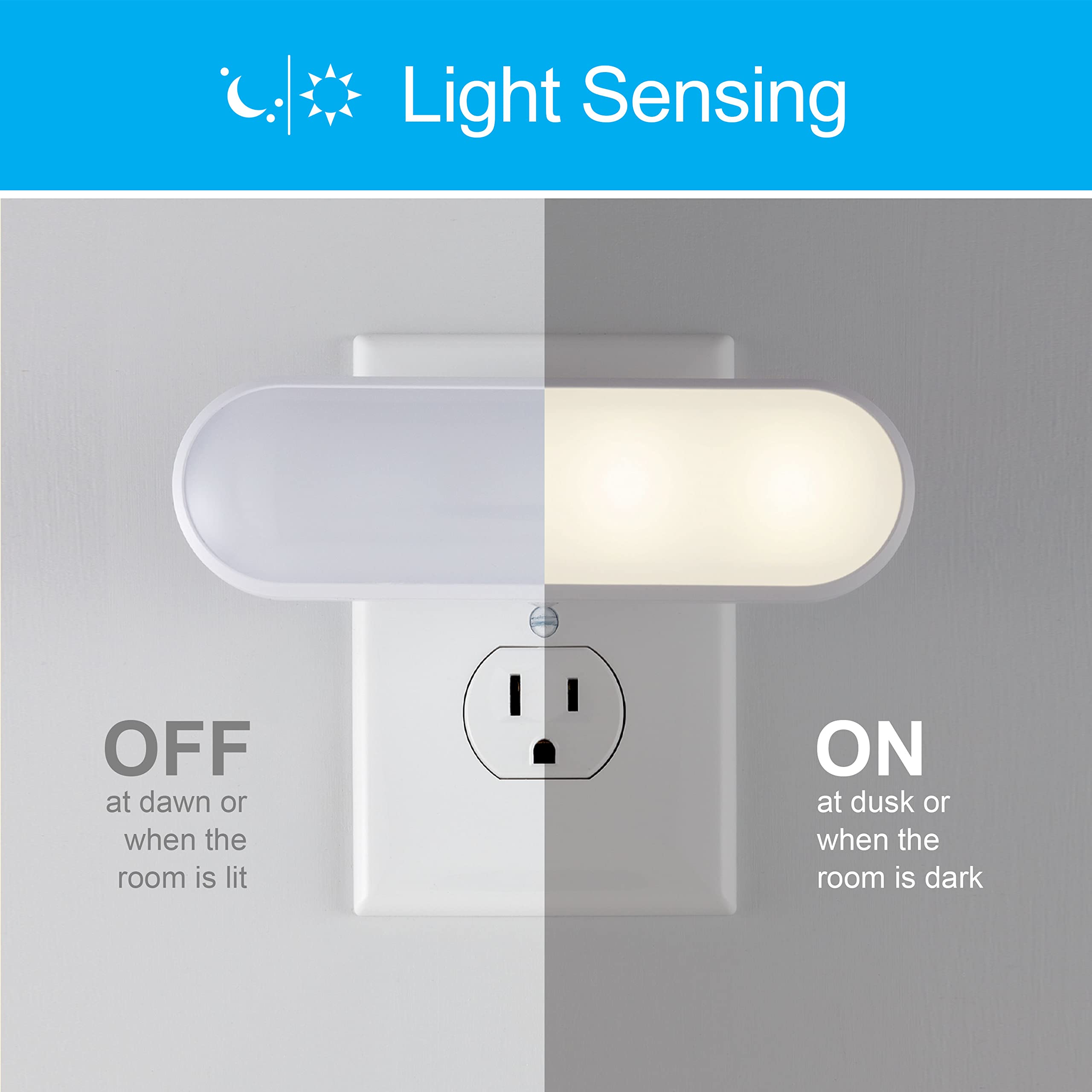 GE Ultrabrite LED Light Bar Night Light, 100 Lumens, Dusk-to-Dawn Sensor, 2 Pack, White, Model 46707