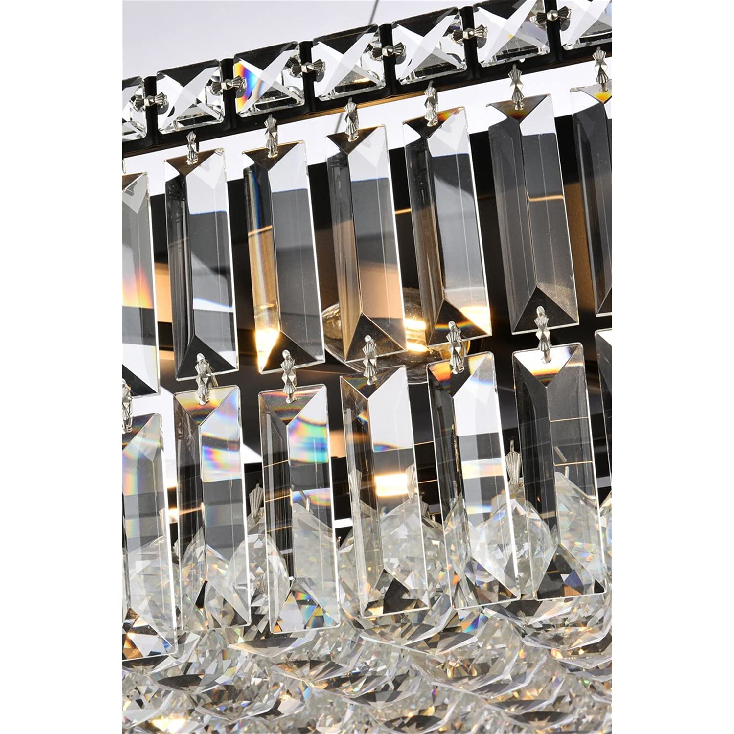 Elegant Lighting Maxime 32&quot; Black Metal & Crystal Chandelier - Modern Home Decor