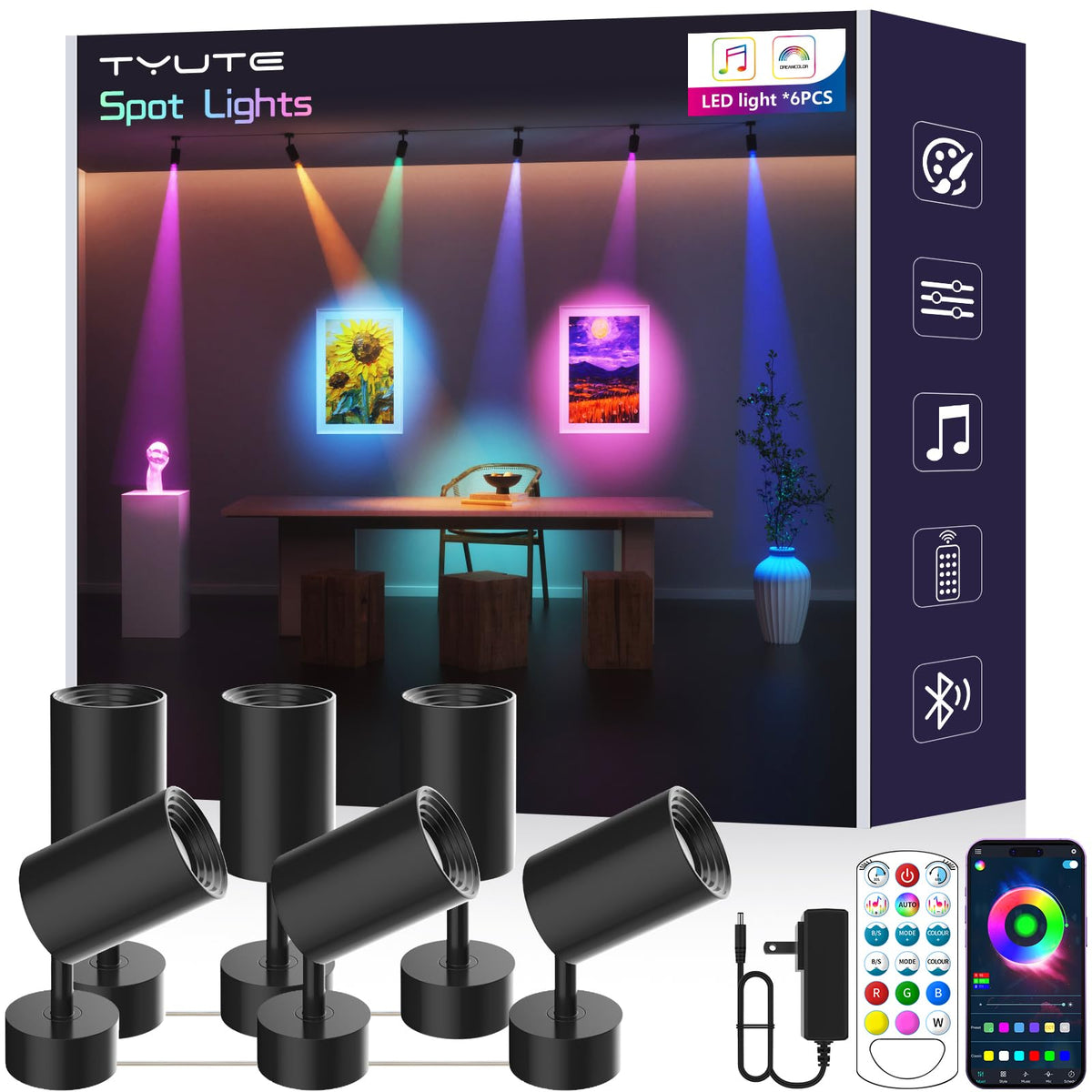 Color Changing Downlights Tyute RGB Color Changing Spotlights - Dimmable LED Downlights, App & R ...