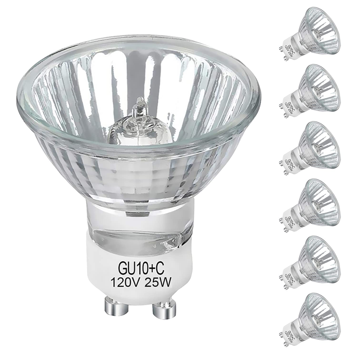 Lacnooe Gu10 Halogen Bulb 25W Warm White 2700K Replacement Bulb For Candle Warmers, 6 Pack, Glass