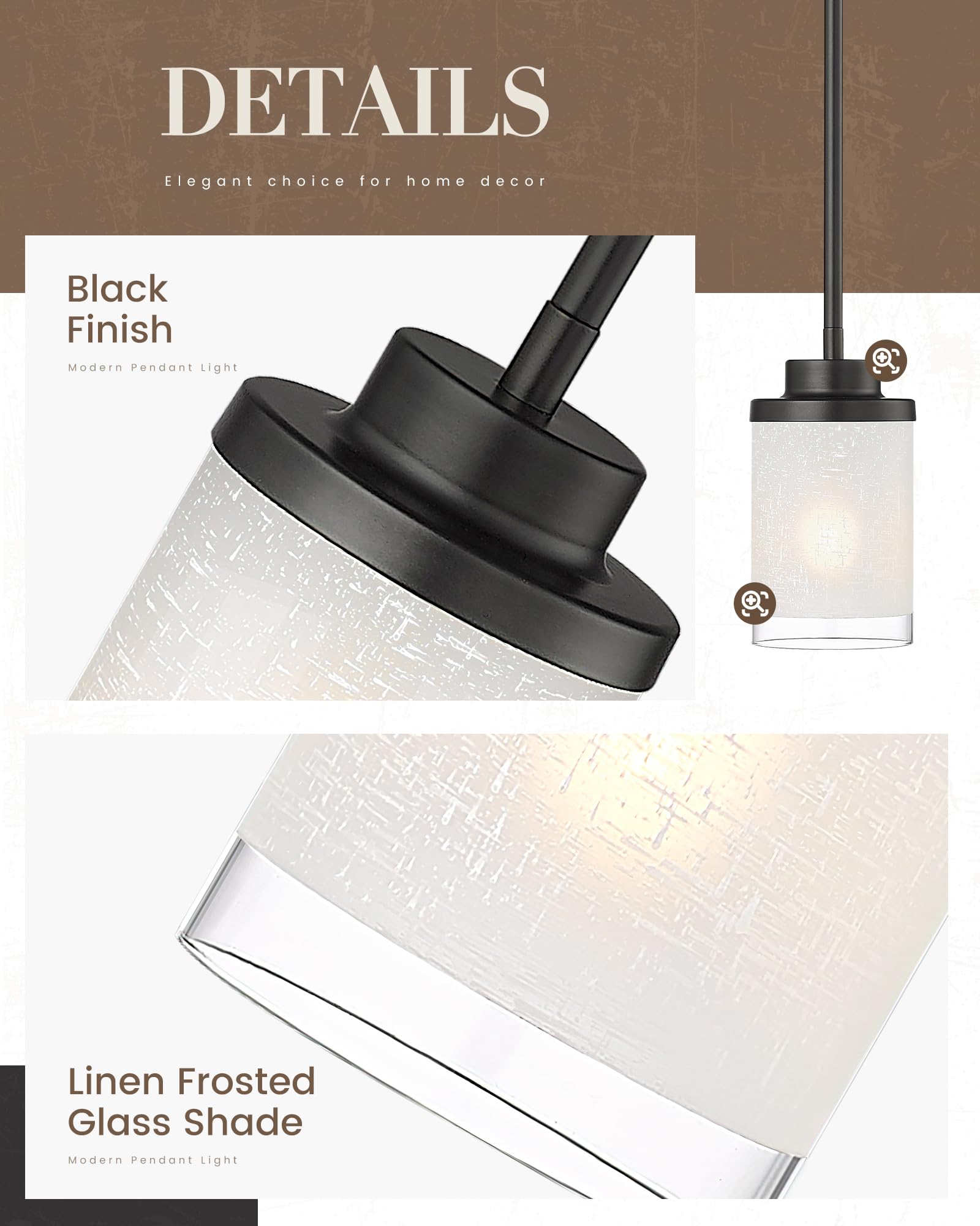 TENGXIN Modern Pendant Light, Matte Black, Glass, 1 Pack, Model TXPLBK01, Ideal for Kitchen Island, Dining Room, Office
