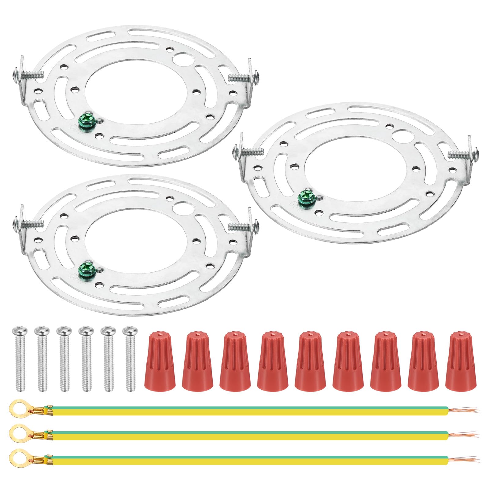 Patikil 105Mm (4.13'') Universal Light Fixture Mounting Bracket Kit, 3 Set Silver Tone Round Ceiling Plates With Screws For Wall