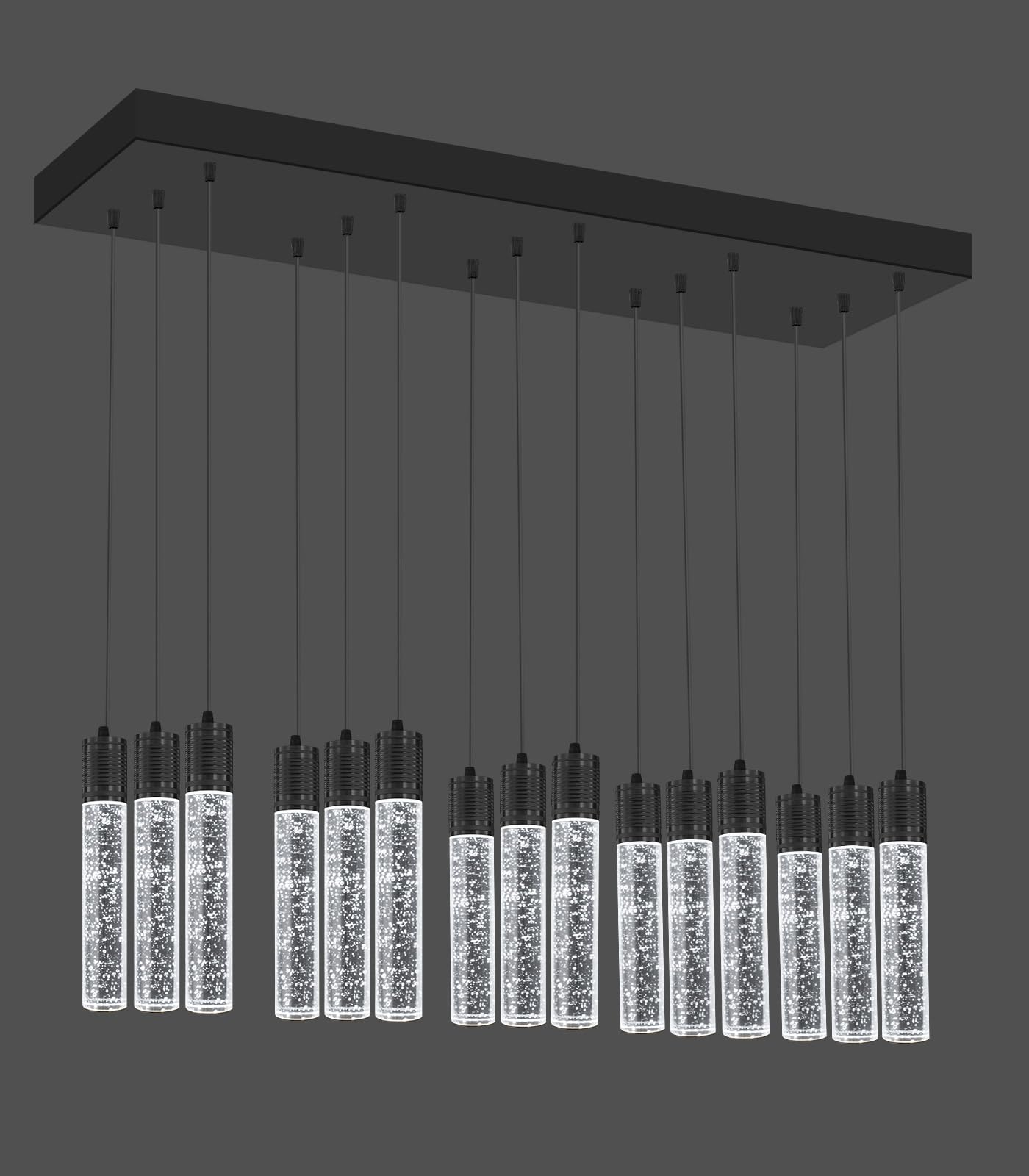 Dolria 15-Lights Modern Led Pendant Lighting Fixture For Kitchen Island Crystal Chandelier Light Fixtures For Dining Room