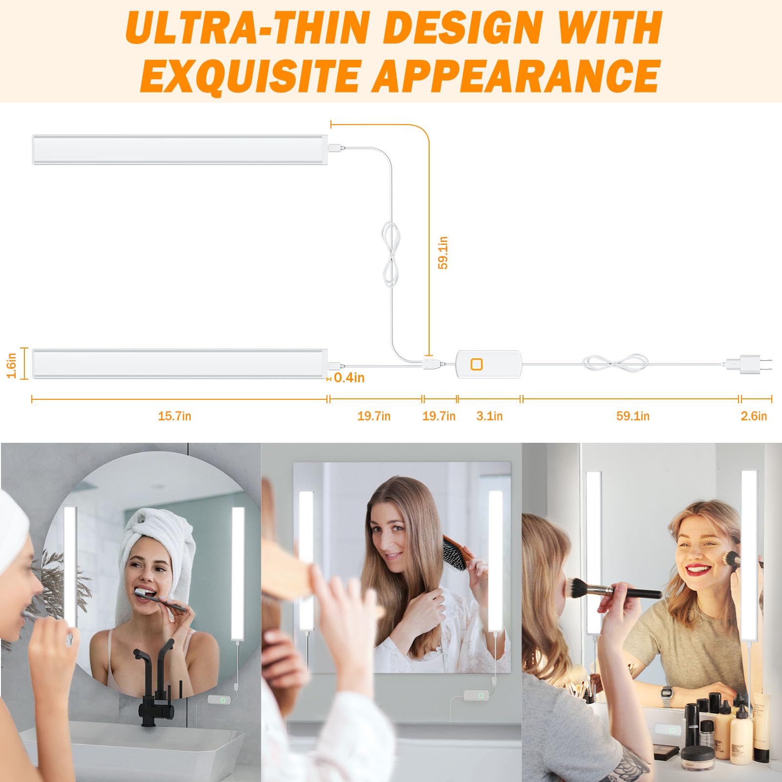 MY BEAUTY LIGHT LED Vanity Lights, Dimmable, Color Temperature Changing, USB Powered, Model BM101