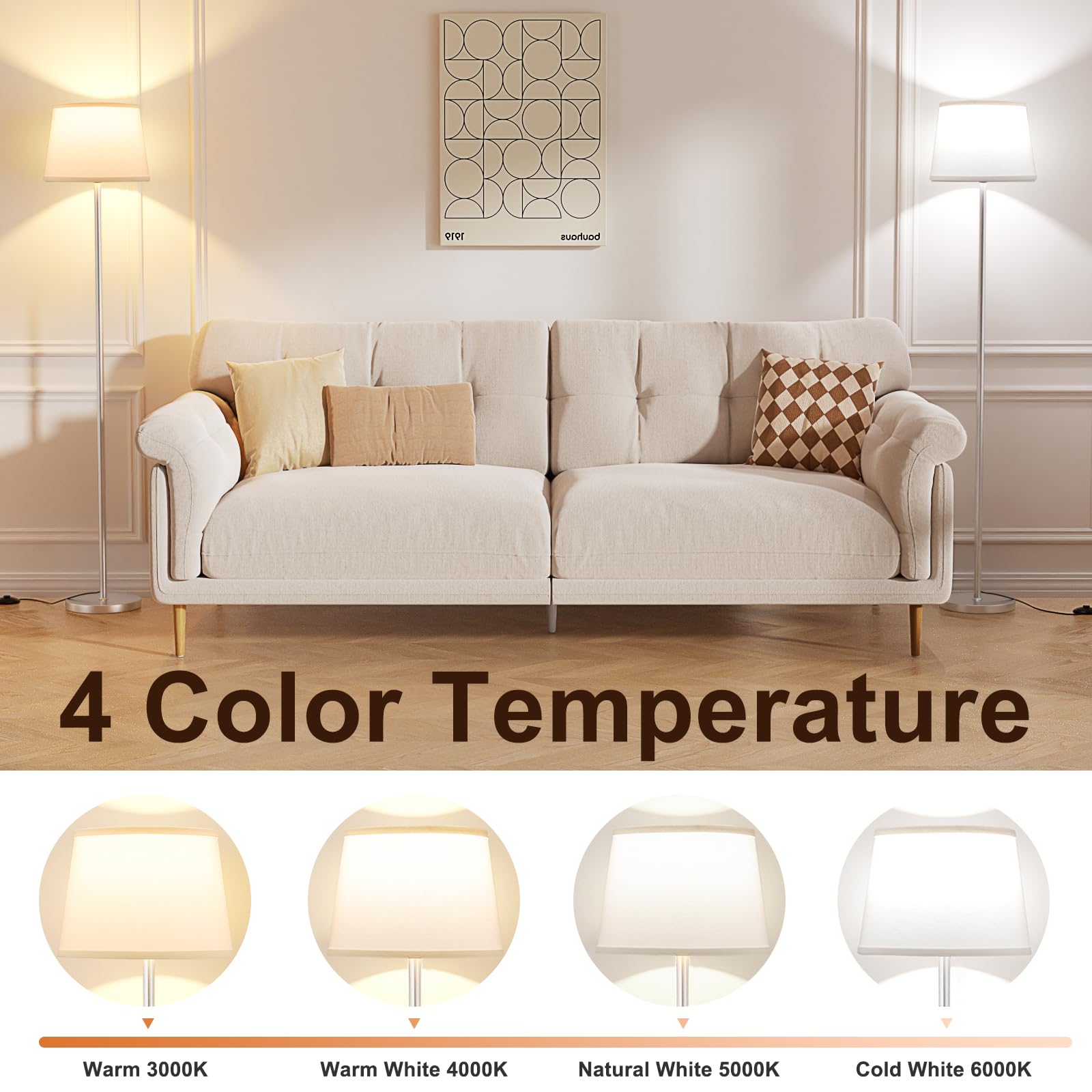 ?Upgraded?Floor Lamps For Living Room, Modern Floor Lamp With Remote Control, Dimmable Colors Temperature Standing Lamp Foot Swi