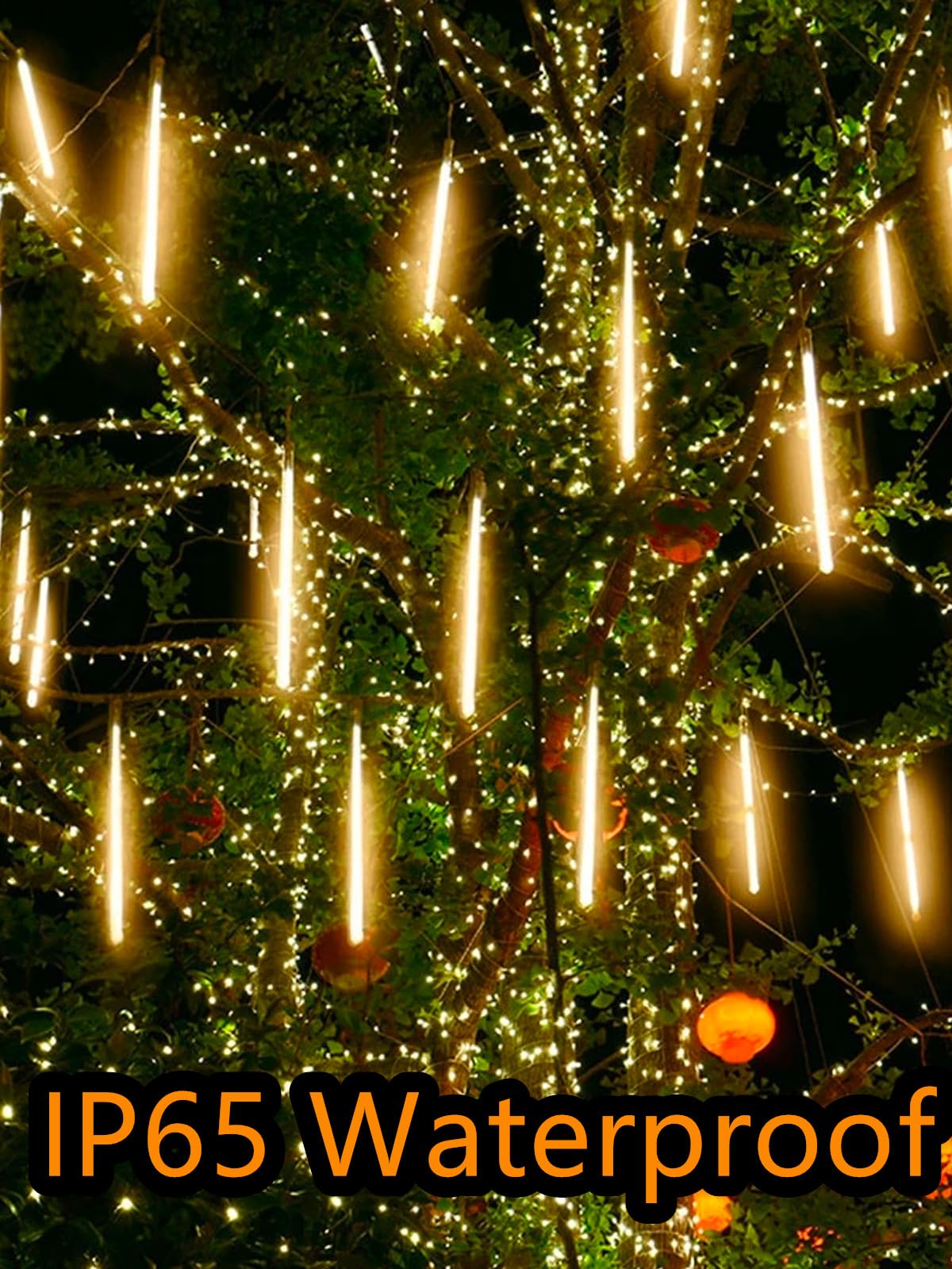 Solar Meteor Shower Lights, 10 Tubes 240 Led Meteor Lights, Waterproof Solar Christmas Decorations, Cascading Falling Rain Light