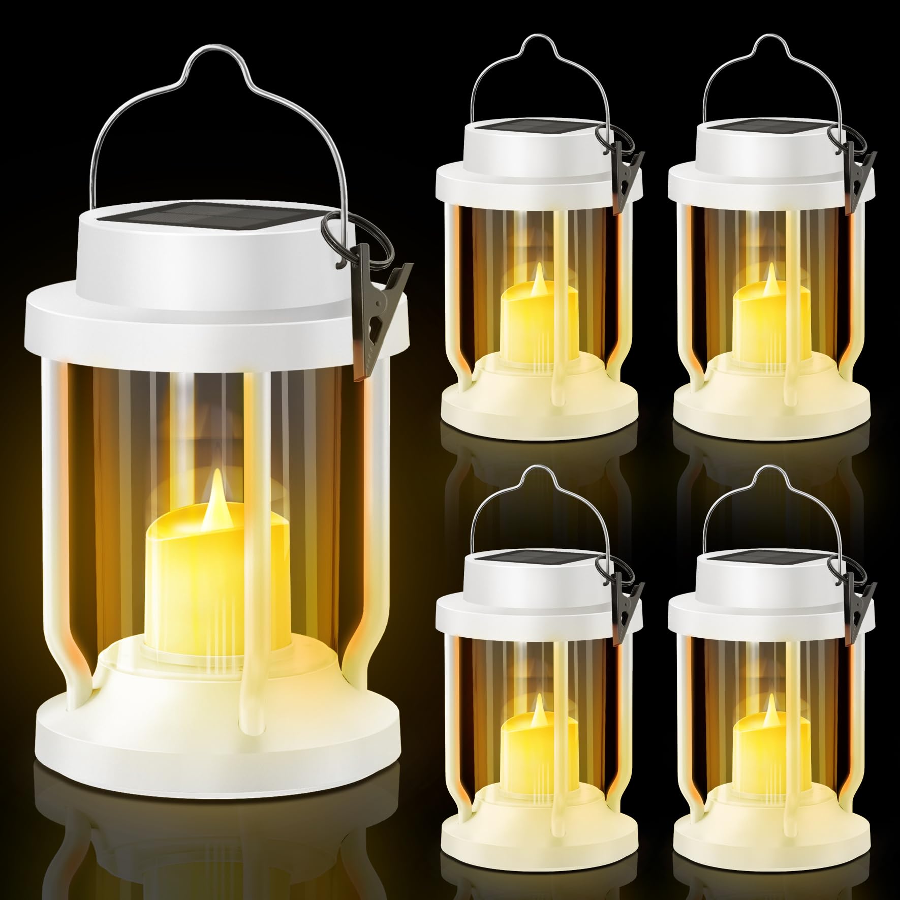 Friutshine Solar Lantern Outdoor & Indoor Use - Hanging Solar Lights With Realistic Flickering Flameless Candle, Weatherproof Fo