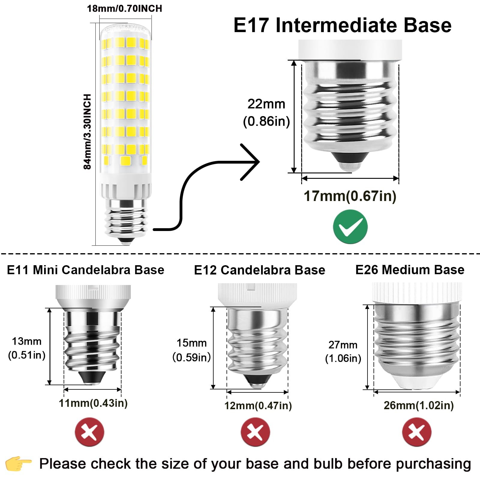 Taiyaloo E17 Led Dimmable Bulb, 10W Replacement For Halogen, Daylight White 6000K, Ceramic, 2 Pack