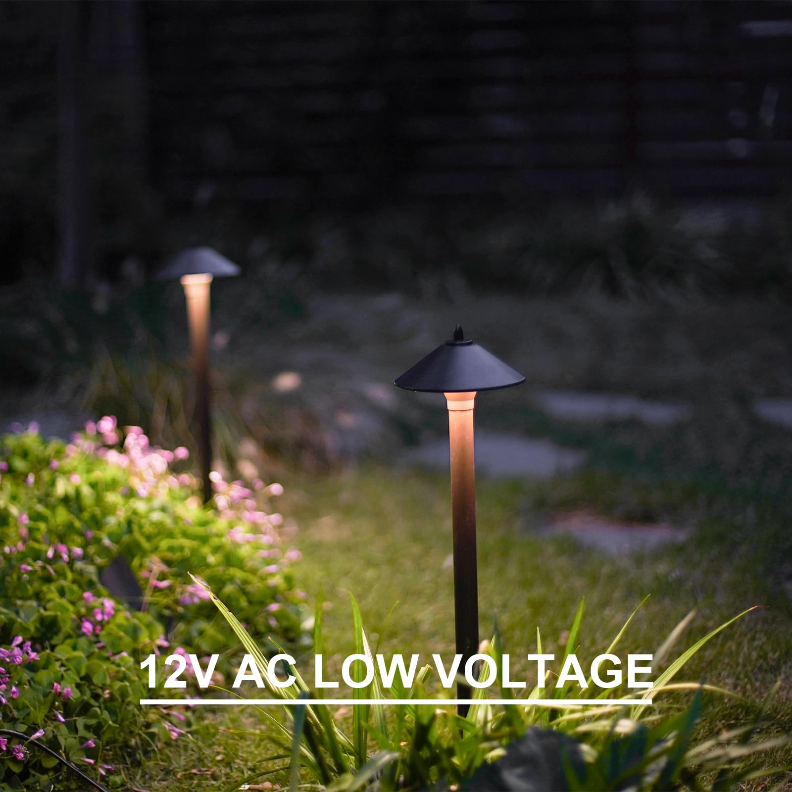 Goodsmann Landscape Lighting Low Voltage Outdoor Path Light Halogen Pathway Light Wired 10W 25 Lumen 2700K Warm White Metal 12V