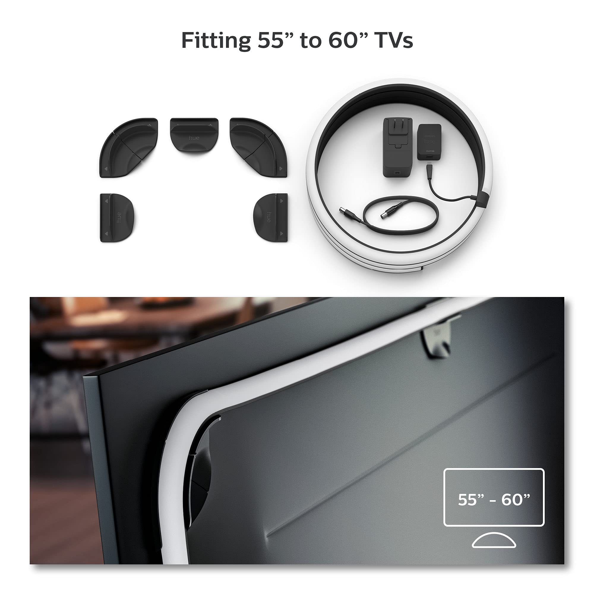 Philips Hue Gradient LightStrip 55" - Sync with TV & Music, Black, Model 560409, Requires Hue Bridge & Sync Box