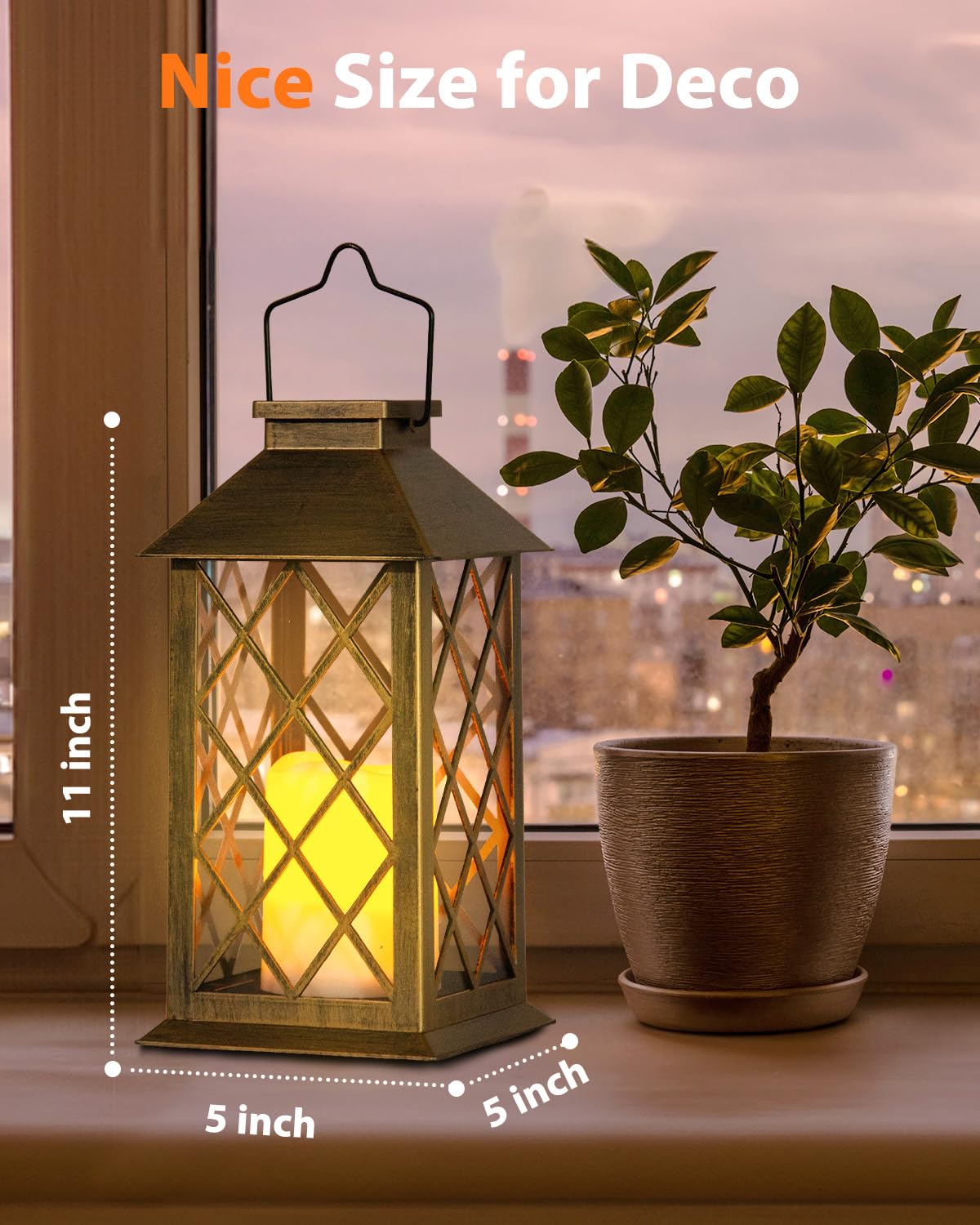 Otdair Solar Lanterns Outdoor Waterproof  2 Pack 14 Solar Lantern With Glass Retro Led Flickering Flameless Candle Lanterns Decorative Outdoor For Gift  Yard  Garden  Patio  Balcony  Brazen