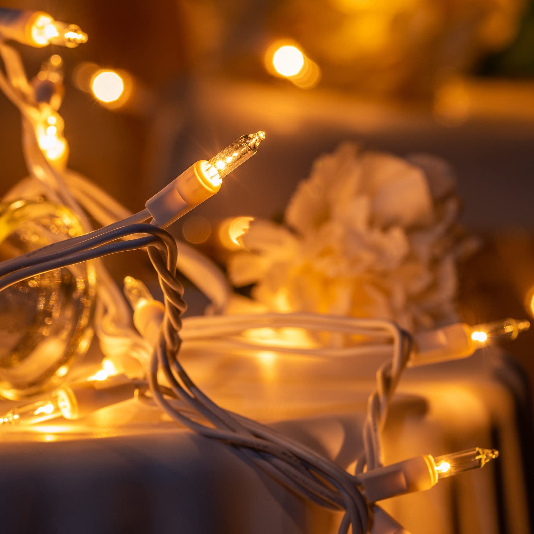 Yuletime 200 Clear Christmas Lights With White Wire, Pack Of 2 Strands Of 21 Ft 100 Count Ul Certified Incandescent Mini String