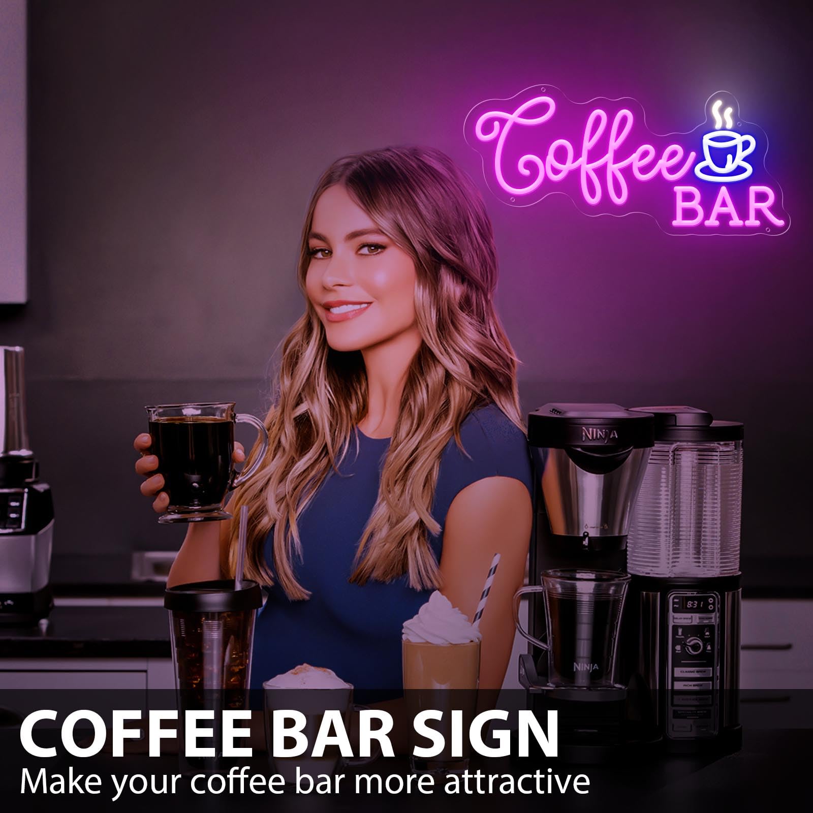 Neon Sign, Dimmable LED Coffee/Bar Sign with Remote, USB Powered for Coffee Bar/Cafe Decor
