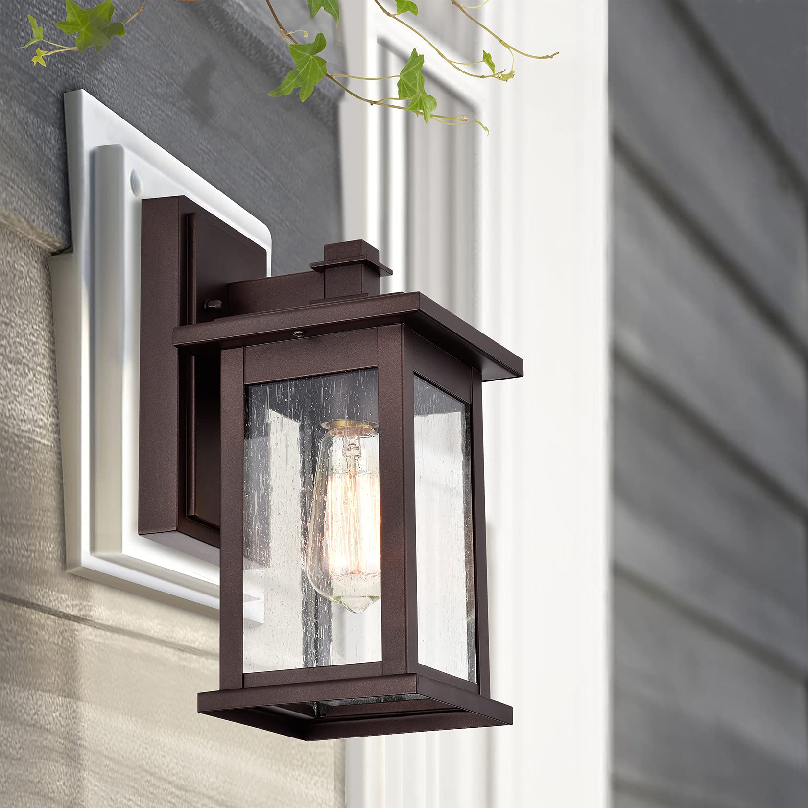 MICSIU Outdoor Wall Sconce, Oil Rubbed Bronze, Clear Seedy Glass, 12 Inch, Model 22031S-ORB