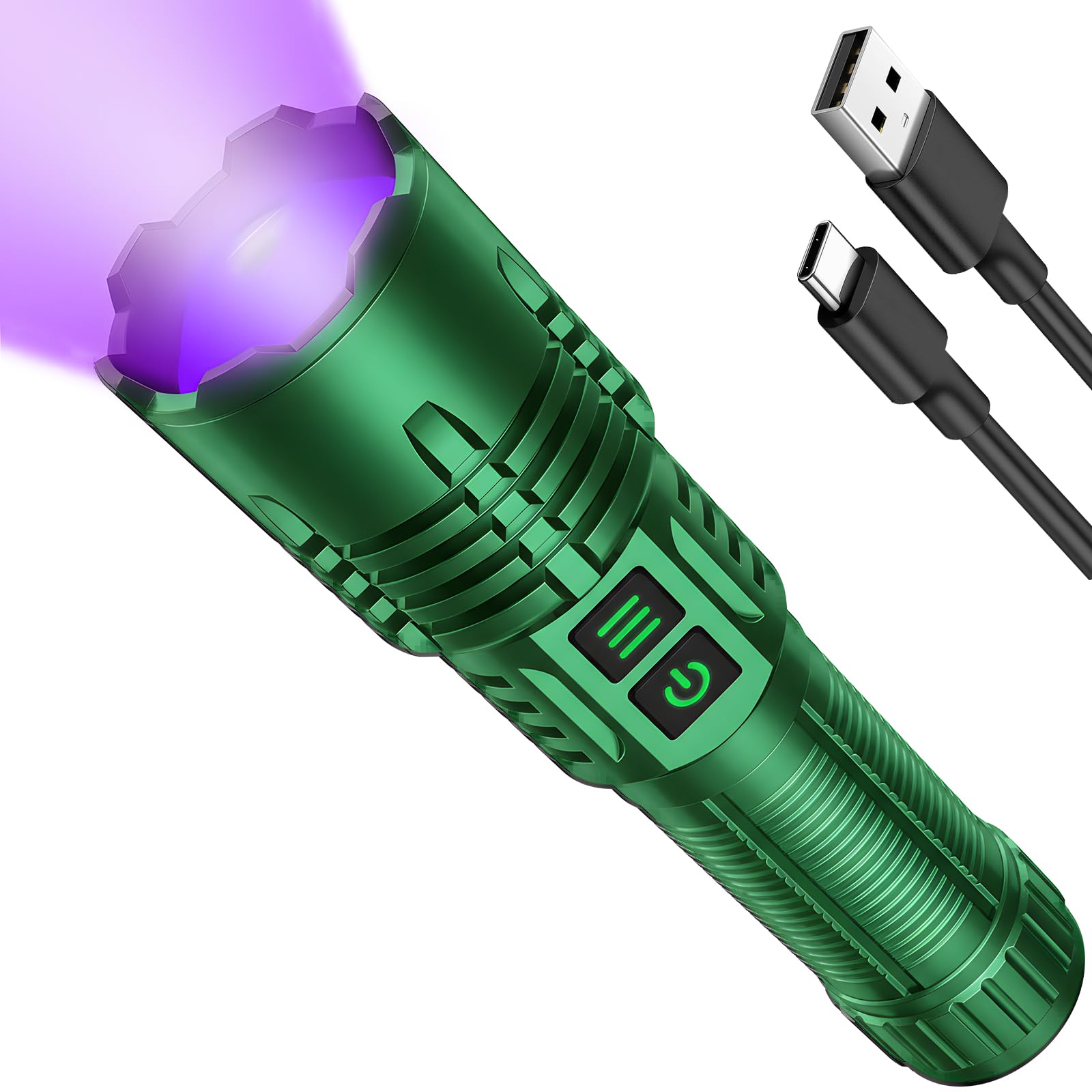 Hoxida Powerful Blacklight Flashlights for Pet Urine Detection, UV Blacklight&High Lumens Flashlight Rechargeable, Zoomable Wate