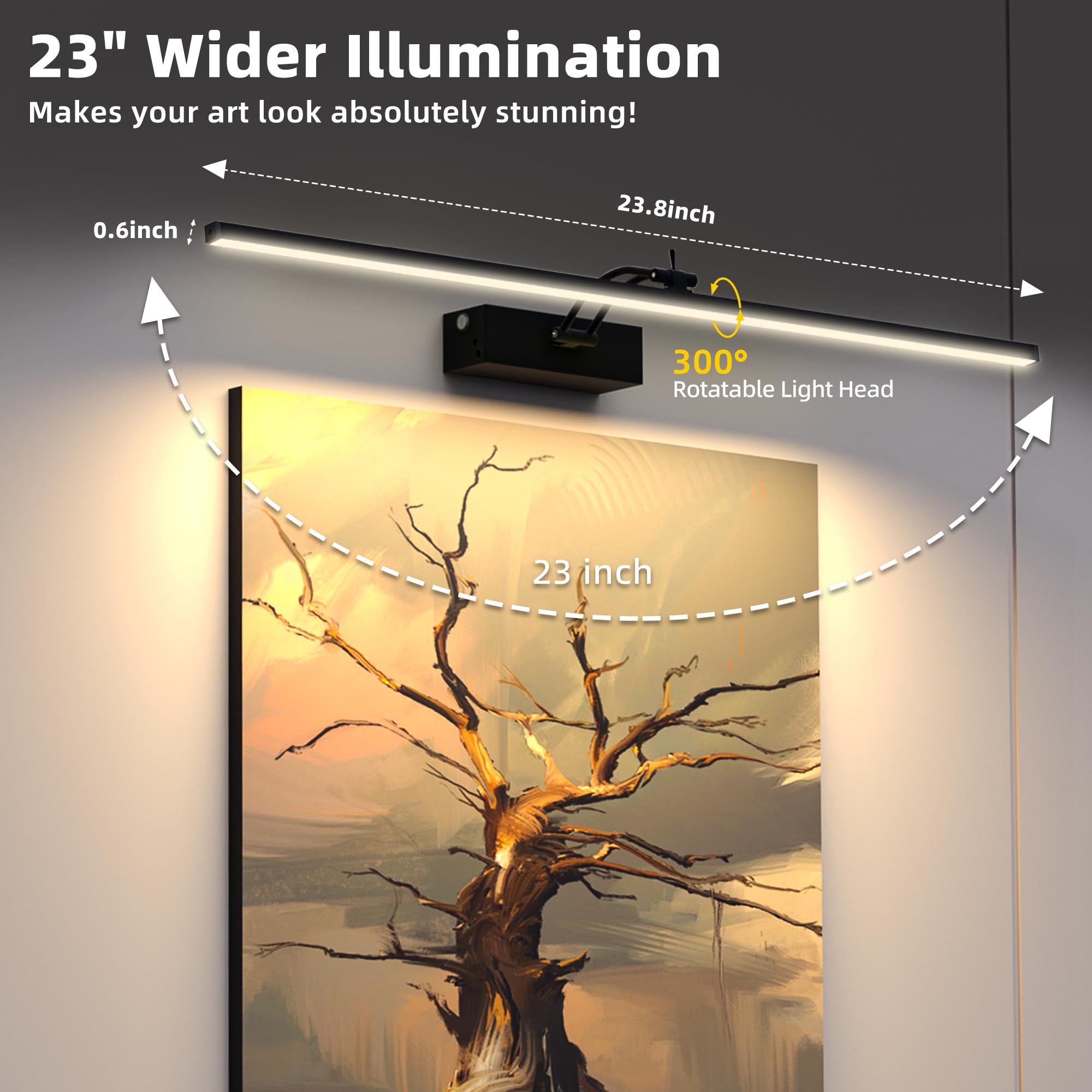 4 Pack Picture Lights For Wall, 23In Art Lighting For Paintings Cordless, 6400Mah Rechargeable Battery Operated Picture Light Wi