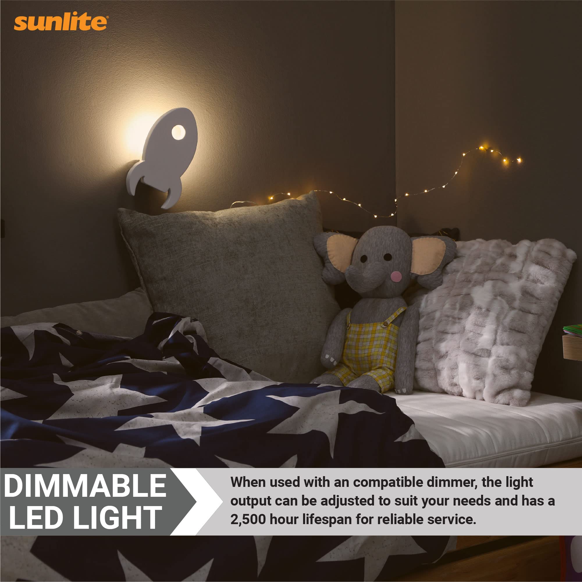 Sunlite 40342 Incandescent Petite Flame Tip Chandelier Light Bulb, 7 Watts, Candelabra Base (E12), Dimmable, For Chandeliers, Sc