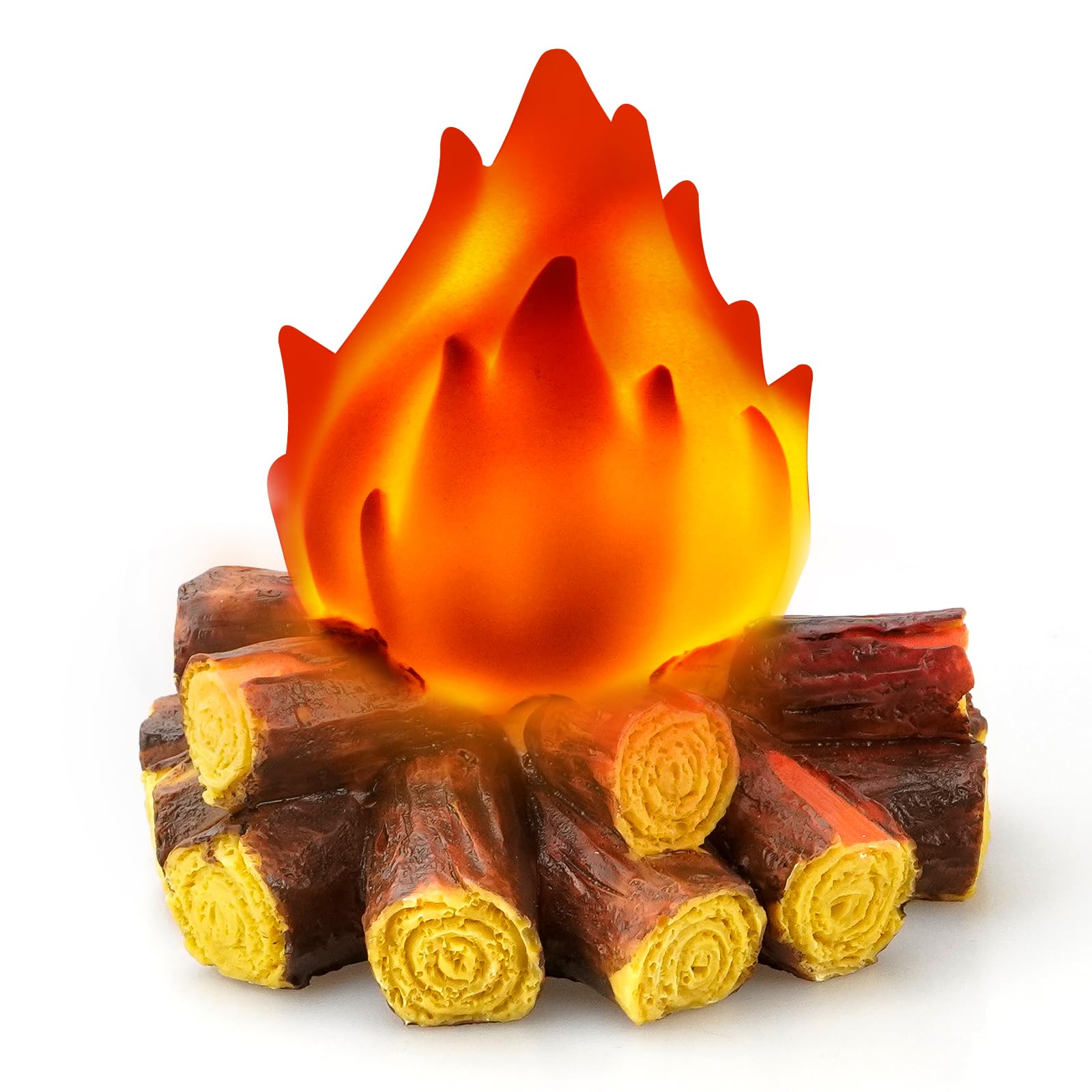 Bestview Artificial Compatible Campfire Night Light  3D LED Compatible Fire Pit Firewood Lamp with Realistic Log Flameless Candle Battery Operated  Halloween Christmas Campfire Party Decorations