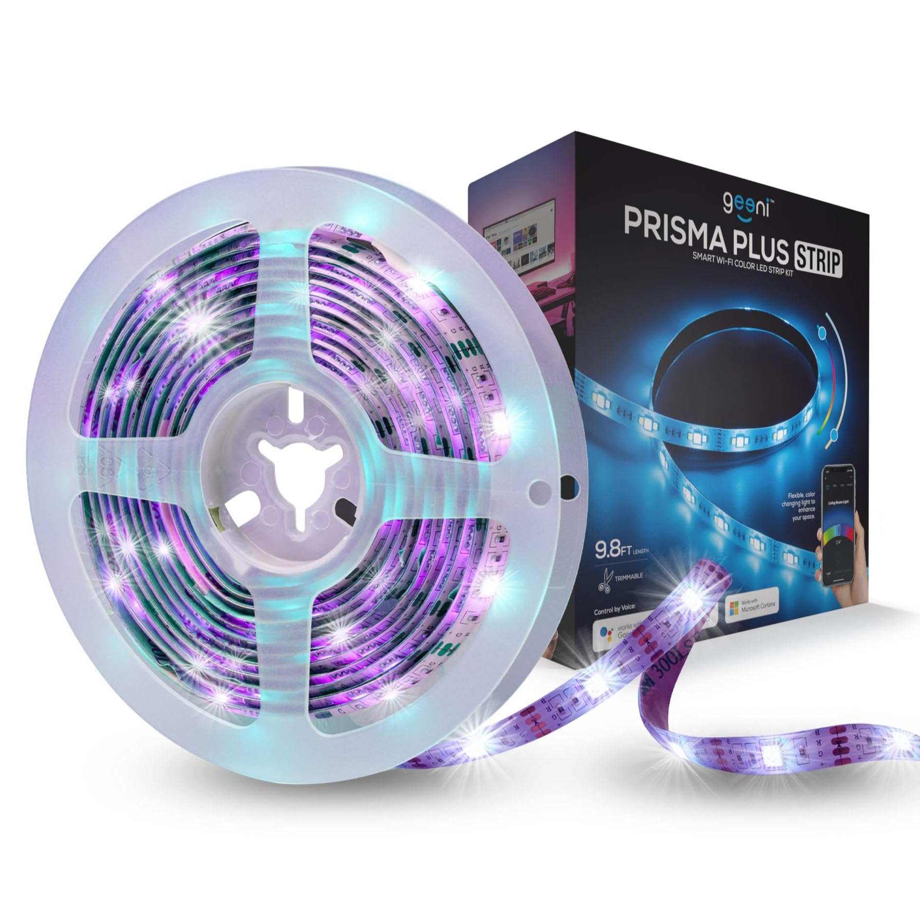 Geeni Smart LED Strip Lights, RGBWW Color Changing, 9.8FT, Weatherproof, Dimmable, Works with Alexa & Google Home, Model GN-EW005-999S