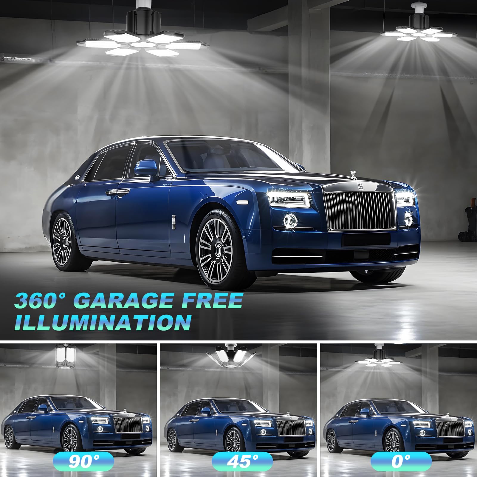 Lucorusc Led Garage Lights 8 Pack 200W Super Bright Ceiling Led Shop Lights, E26/E27 Base, 6500K, 22000Lm Deformable Garage Ligh