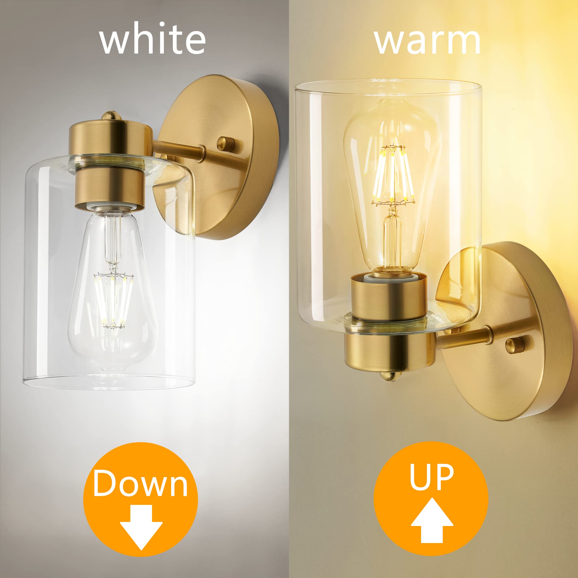 Porphyions Bathroom Light,Wall Sconces Set Of Two,Brushed Gold Vanity Sconce Lights,Morden Bathroom Gold Sconces Set,Brass Bathr