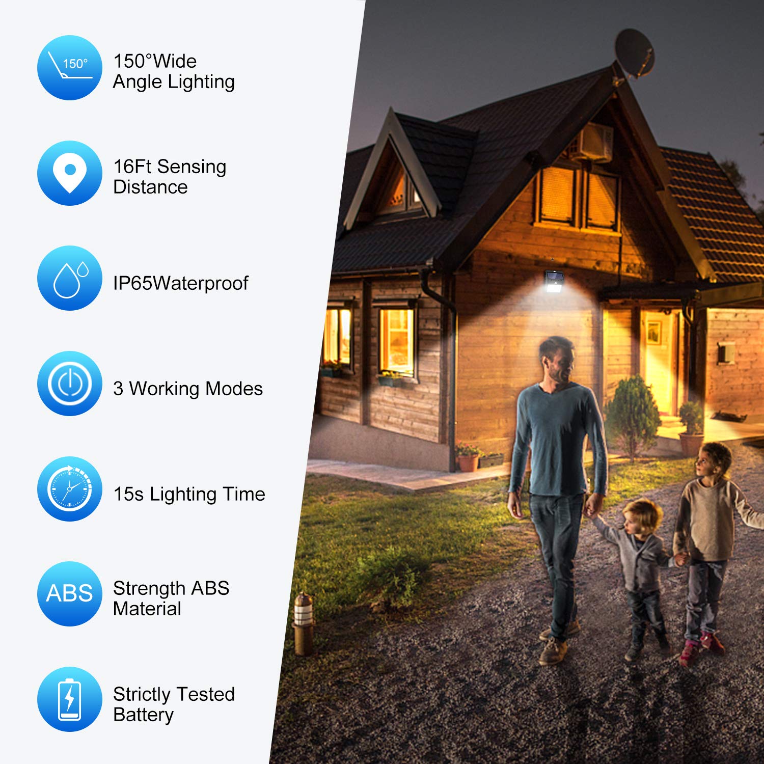 SEZAC Solar Motion Sensor Lights - 6 Pack Waterproof Outdoor Security Lights for Garden, Patio, Garage - 3 Modes, ABS Material