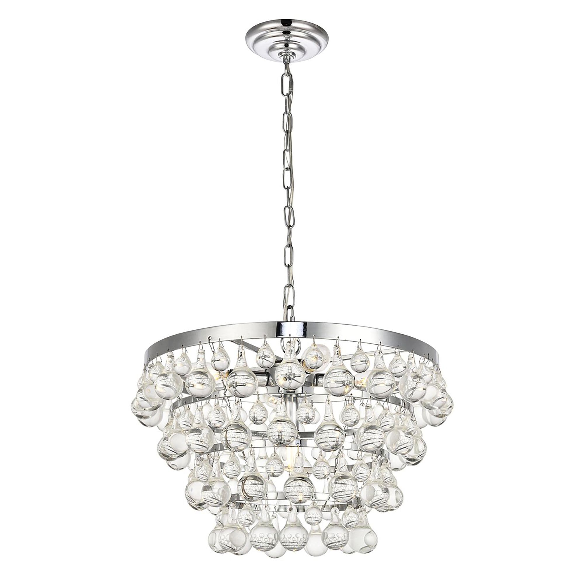 Elegant Lighting Living District Indoor Modern Home Decorative Bright Ceiling Kora Collection Pendant D17 H10.9 Lt:5 Chrome Finish