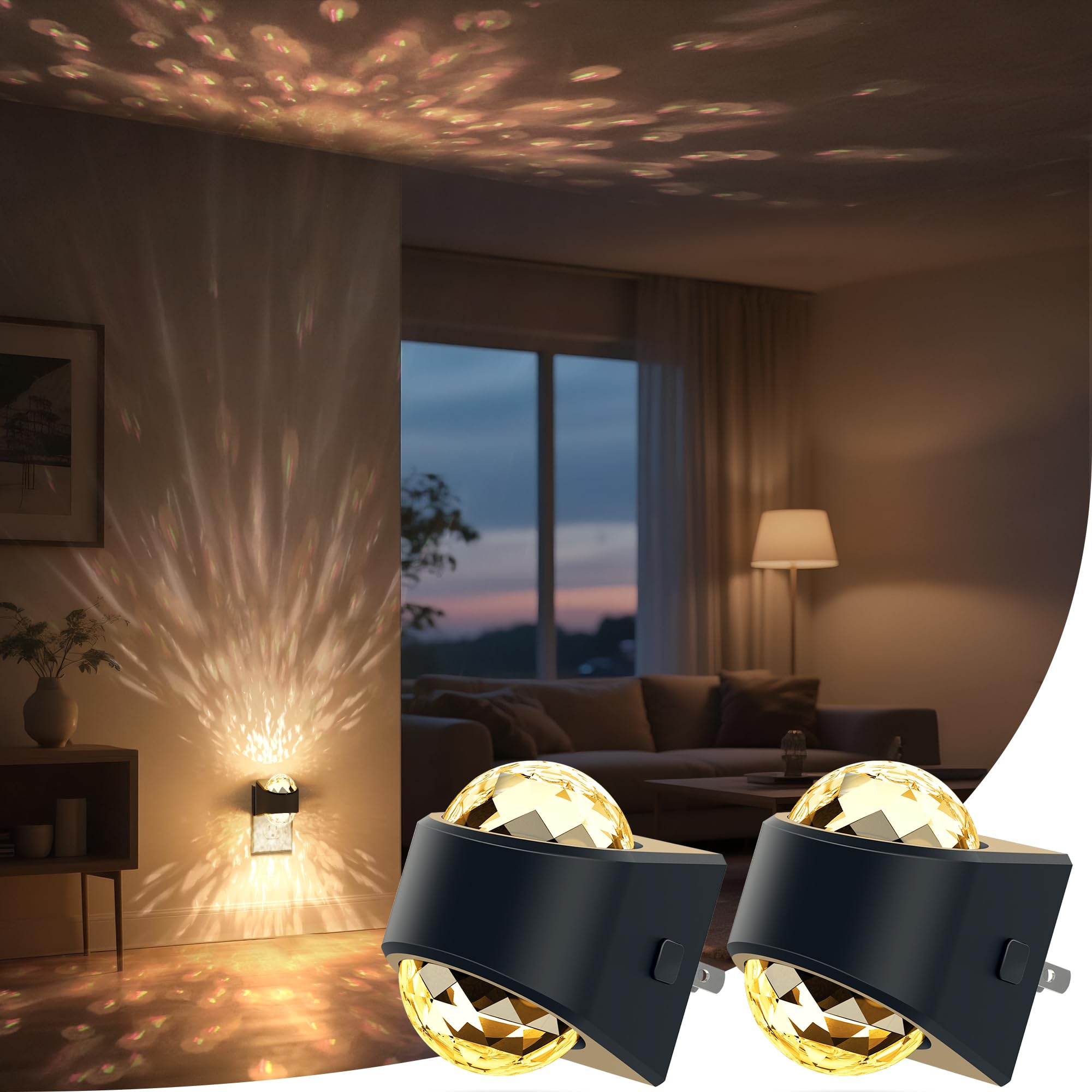 Night Light  Night Lights Plug into Wall  LED Projector Night Light  Soft White for Bedroom  Dimmable Brightness Dusk to Dawn Nightlight for Kids  Nursery  Bathroom  Home Decor  Gaming Room  2 Pack
