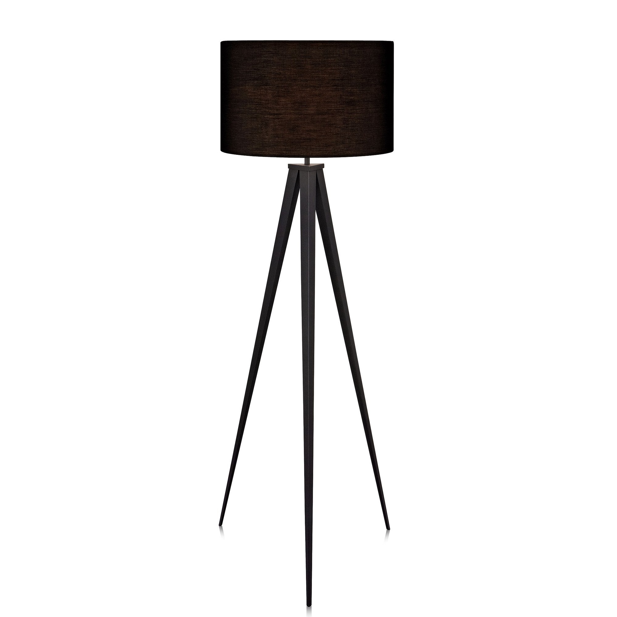 Teamson Home LED Tripod Floor Lamp, 60in Height, Metal, Black, Model VN-L00006, Drum Shade for Living Room, Study, Bedroom, Home Office