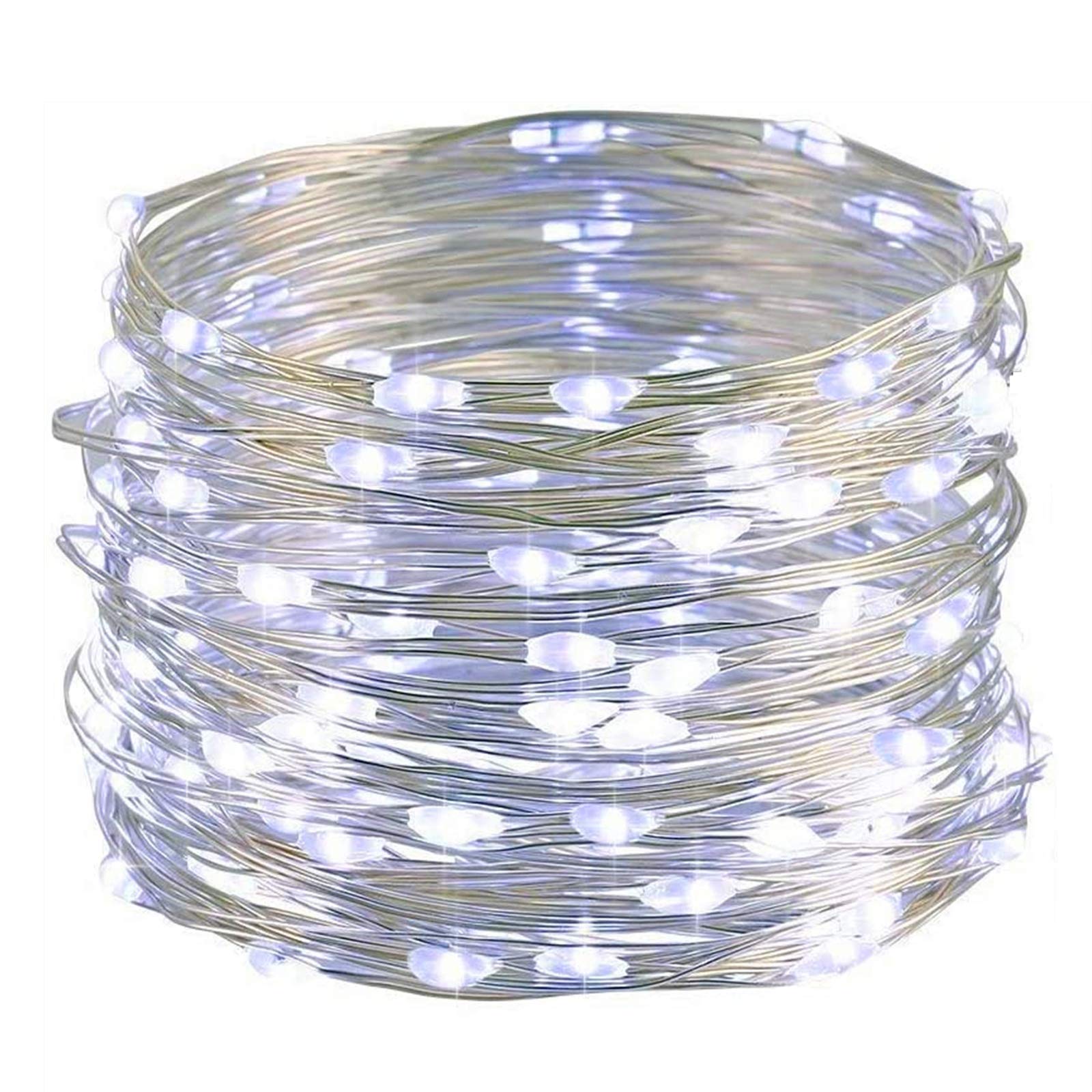Twinkle Star 33FT 100 LED Silver Wire String Lights Fairy Lights Battery Operated for Christmas Wedding Party Home Holiday Decor