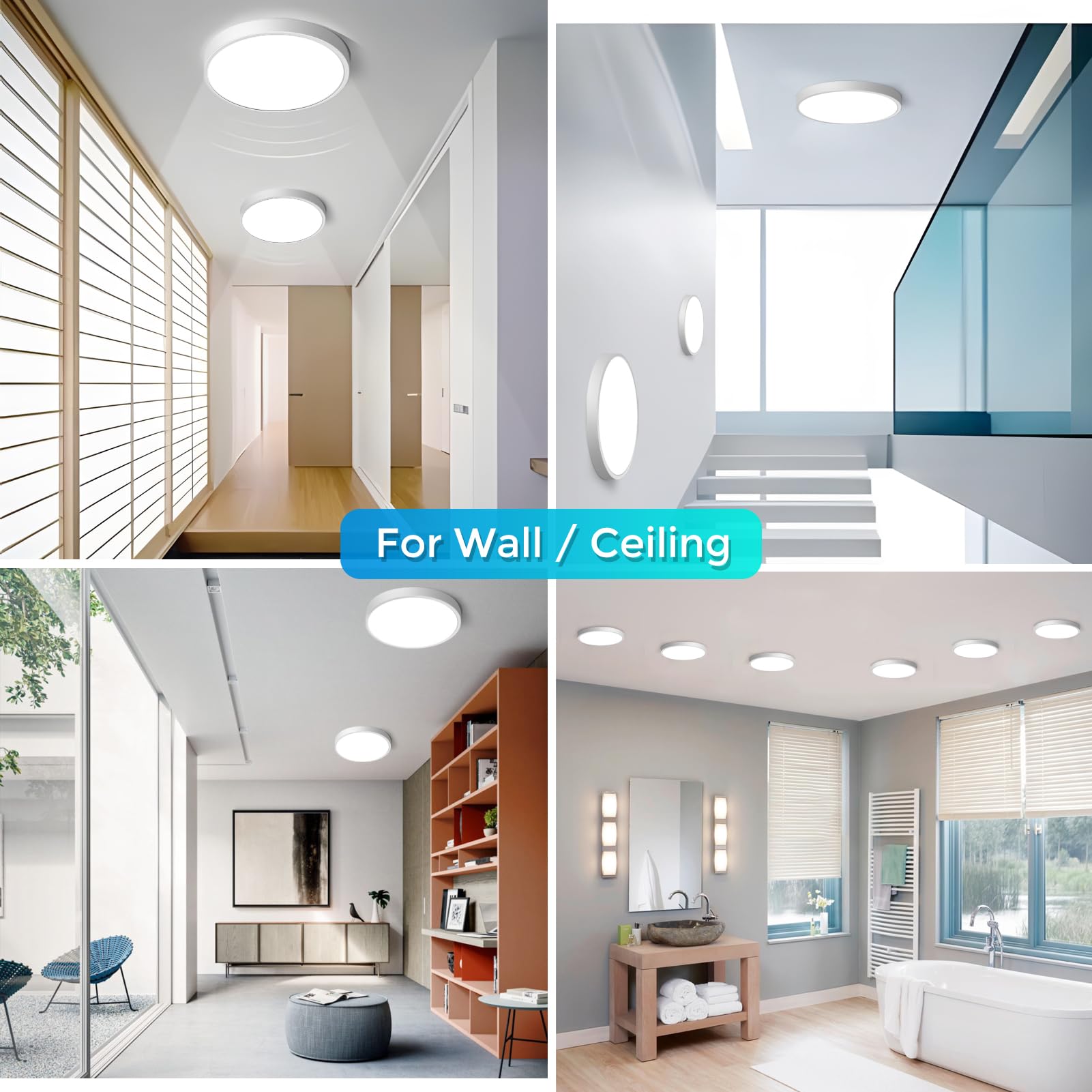 Lightingwill 7 Inch Led Flush Mount Ceiling Light Fixture, 6000K Cool White, 1500Lm, 12W, Flat Modern Round Lighting Fixture, 12