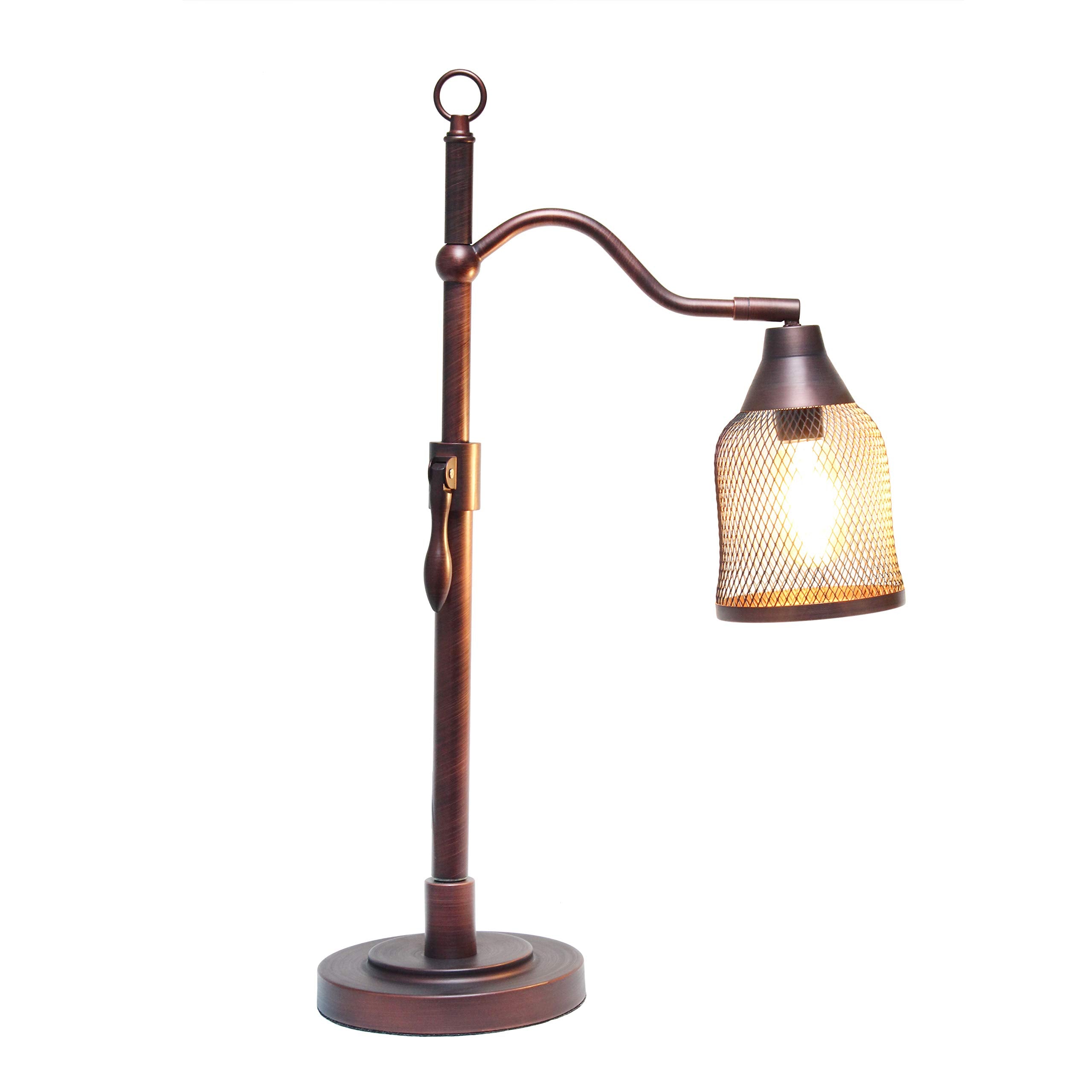 Elegant Designs LT1059-RDB Adjustable Table Lamp, Metal Netted Shade, Red Bronze