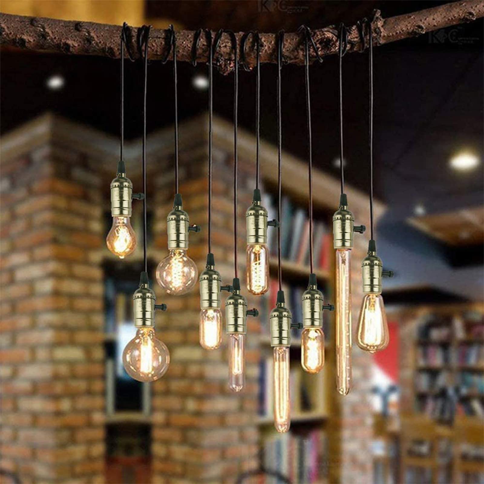 Vintage Plug In Pendant Light Sockets, Triple Hanging Lights With Plug In Cord Kit, 15.9 Ft E26/E27 Solid Industrial Light Fixtu