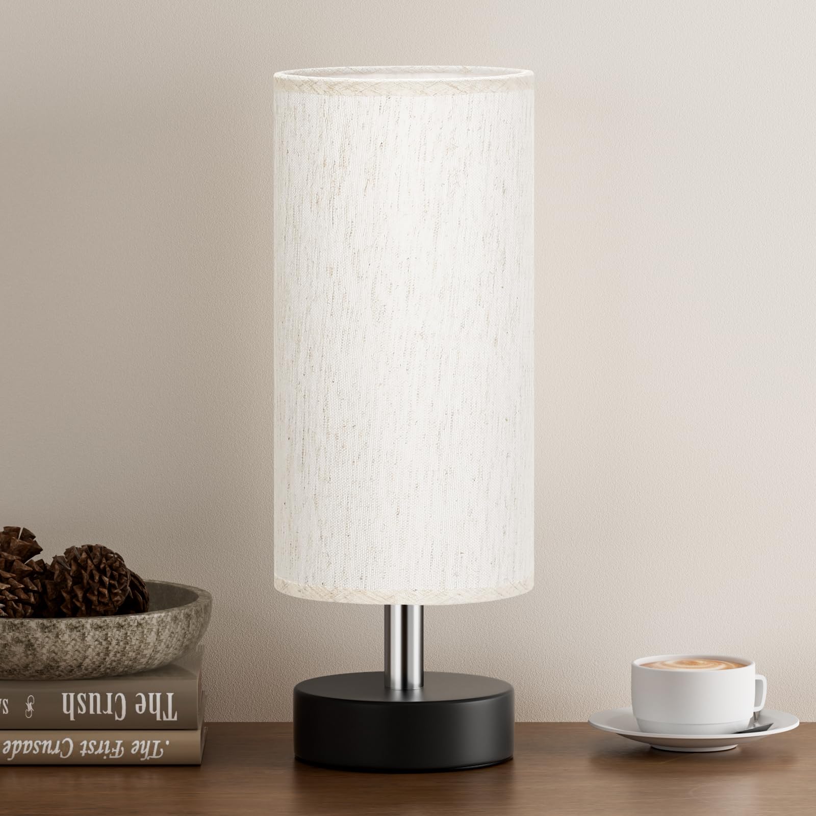 Partageiz Small Table Lamp For Bedroom - Bedside Lamps For Night Stands, Minimalist Nightstand Light Lamp, Desk Lamps For Readin