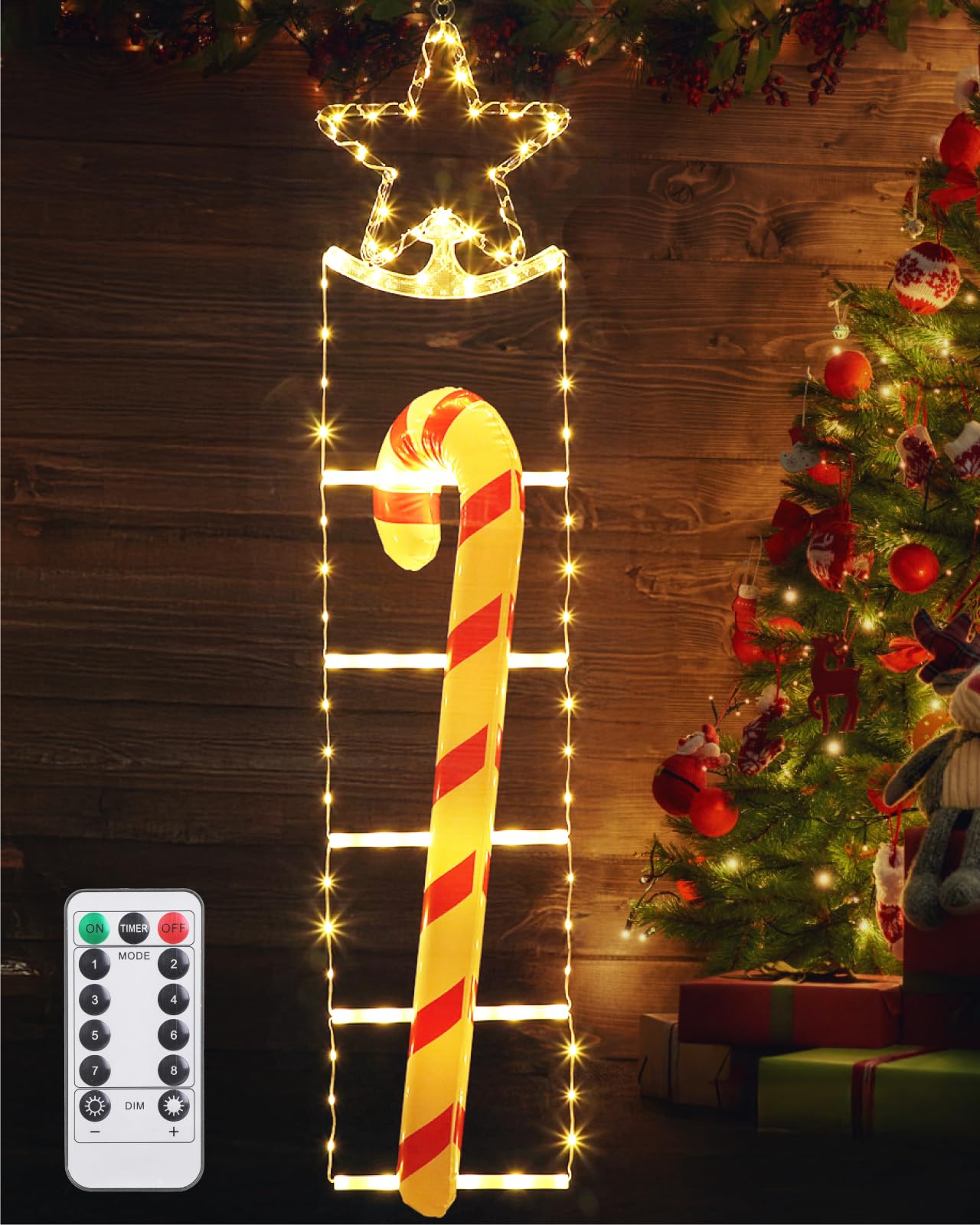 Gleamkid LED Christmas Ladder Lights - 4.2ft Christmas Decorative Ladder Lights, Christmas Decorations Lights for Indoor Outdoor, Window, Garden, Home, Wall, Xmas Tree Decor