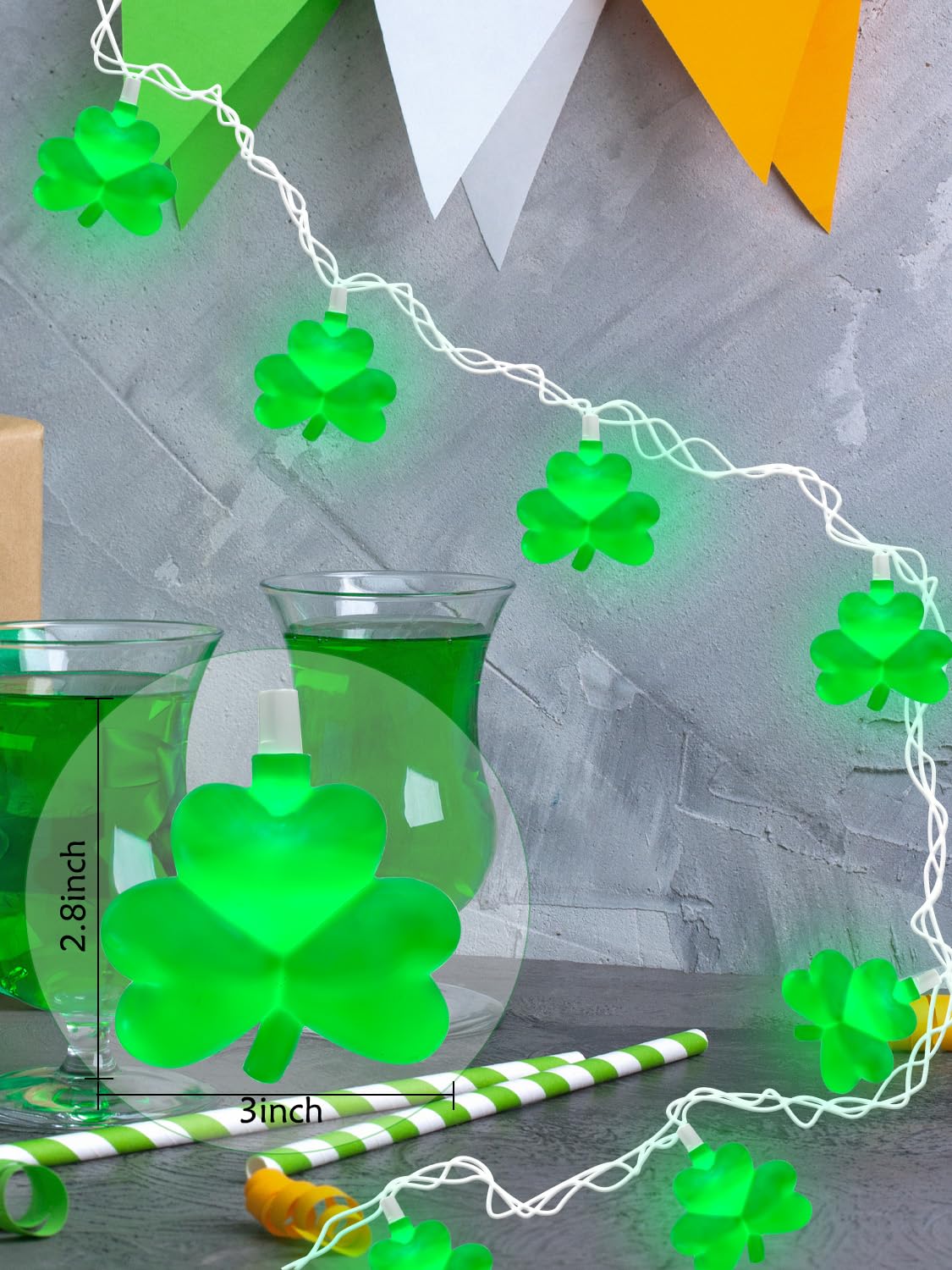 Sunsgne St. Patrick'S Day Lights Shamrocks Decorative String Lights, Lucky Clover String Lights With 10 Led Green Fairy Lights F