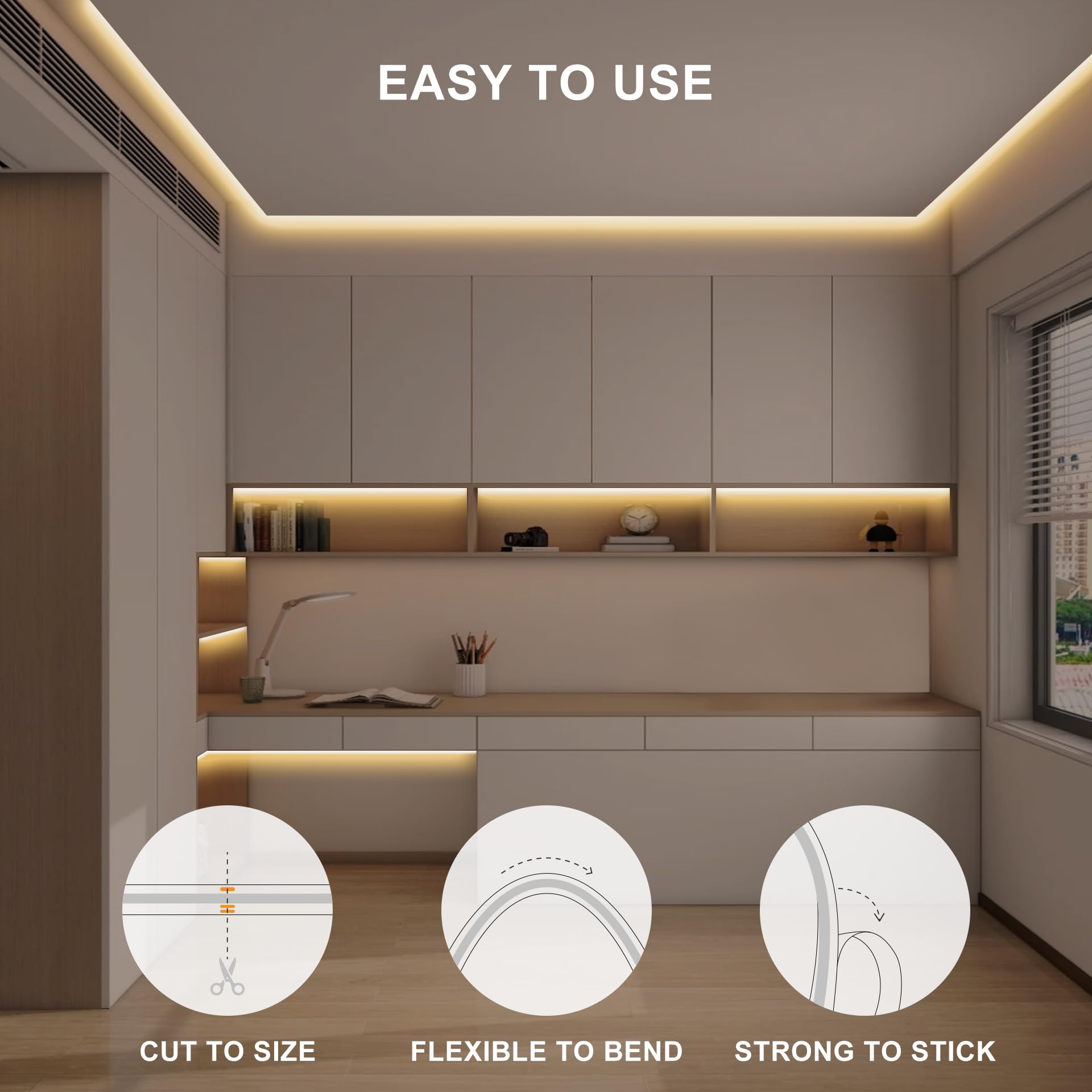 Olaholii 32.8Ft Cob Led Strip Light With Remote, 2700K Dimmable Bright Warm White Led Cob Strip Light, White Led Strip Light For