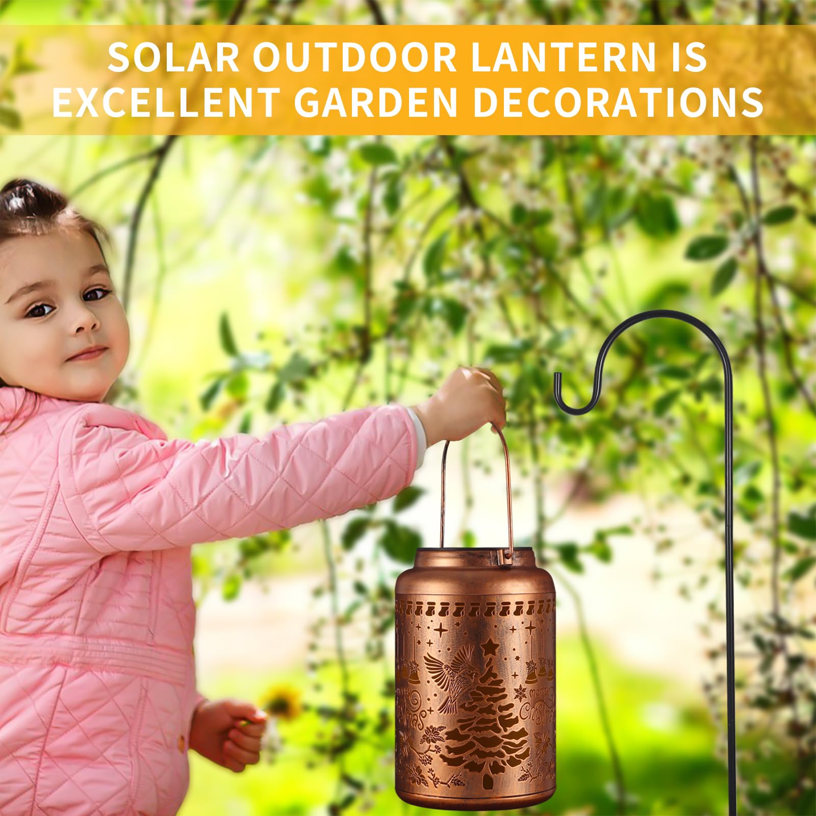 Solar Lanterns Outdoor Waterproof Garden Decor Birthday Gifts For Women Mom Grandma Hanging Lights Metal Decoration Outside For