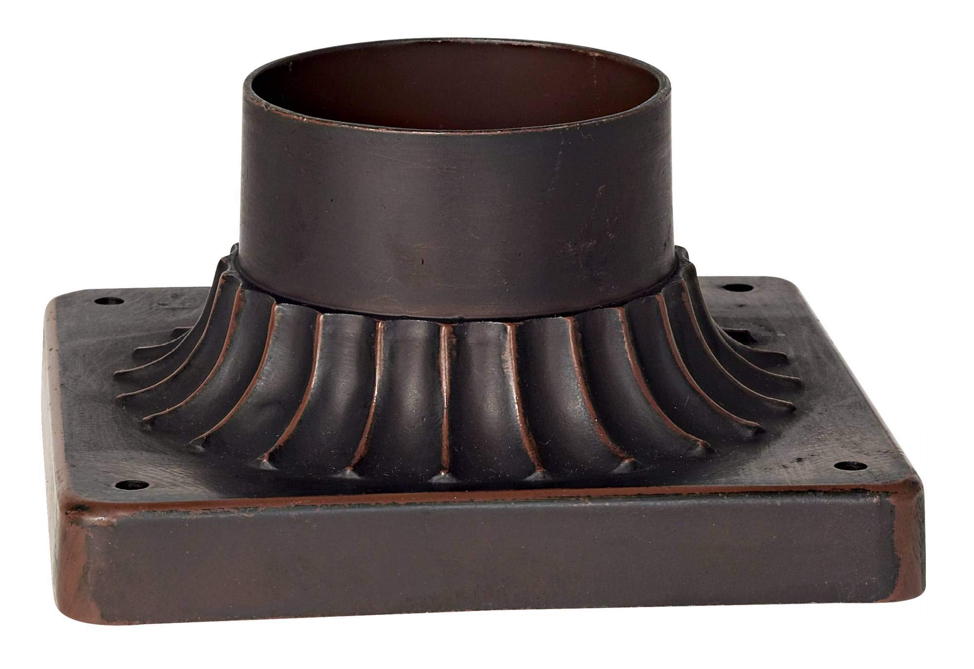 John Timberland Outdoor Pier Mount Post Adapter, Aluminum, Antique Bronze, Fluted Column Style, 5.75in for Patio, Deck, Yard