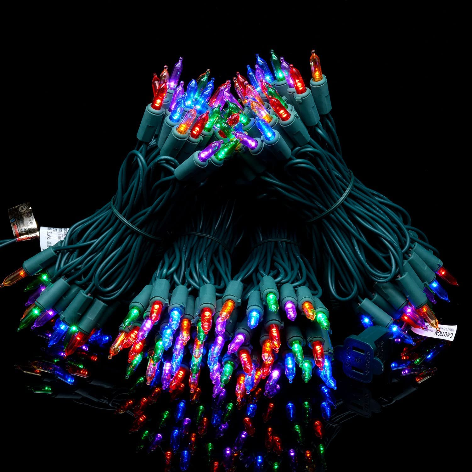 YULETIME Multicolor LED Christmas Lights, 66ft 200 Count, UL Certified, Green Wire, Model BMD-L-200E/4F