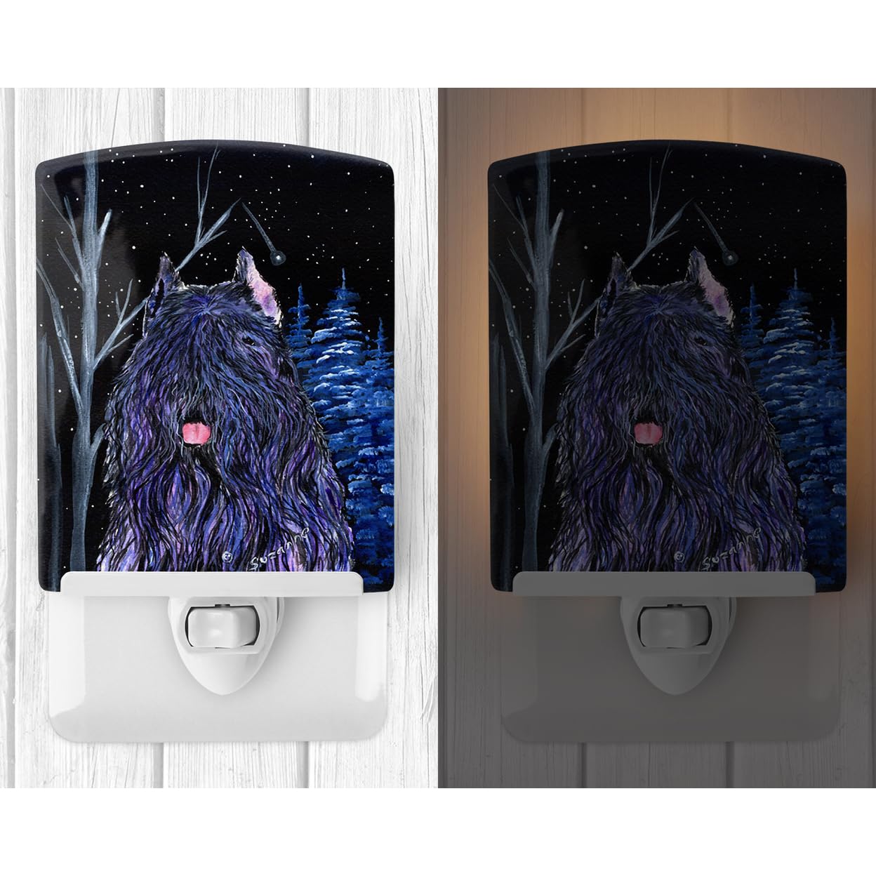 Carolines Treasures Night Light - Starry Night Bouvier des Flandres, Ceramic, UL-Certified, 6x4x3in, Multicolor, Model SS8394C