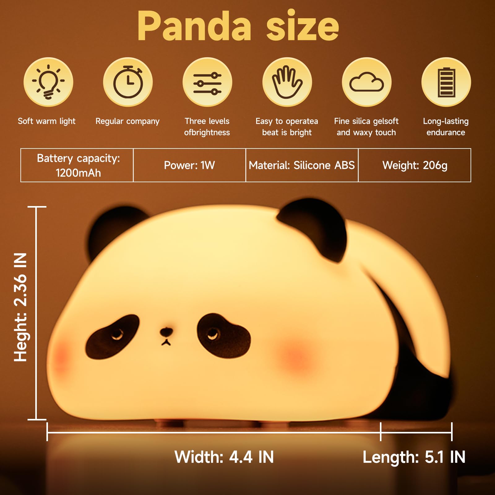 ATCTBOGFS Animal Night Light, LED Squishy Panda Lamp for Kids, Nursery Decor, Model Panda001
