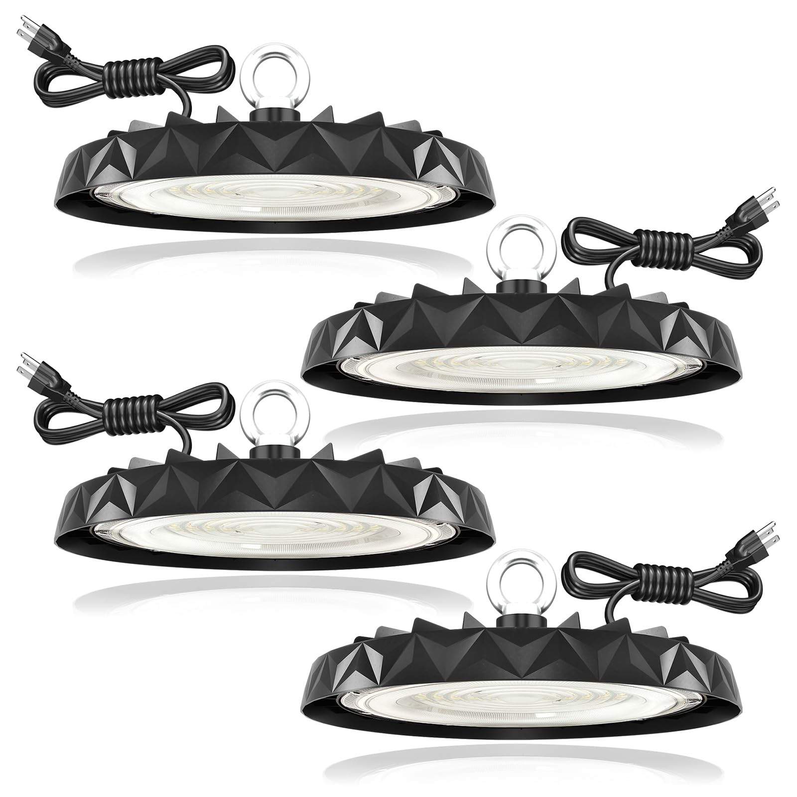 CHMLT 4-Pack 150W LED High Bay Lights 19500LM,Industrial Warehouse Shop Factory Light Fixture,6000K Daylight White,AC100-277V