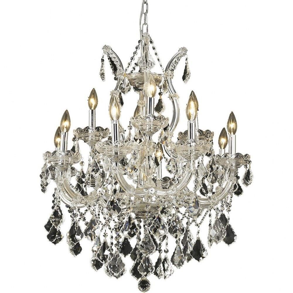 Elegant Lighting 2800D27C/RC Chandelier 13-Light 27in Chrome Clear Crystal