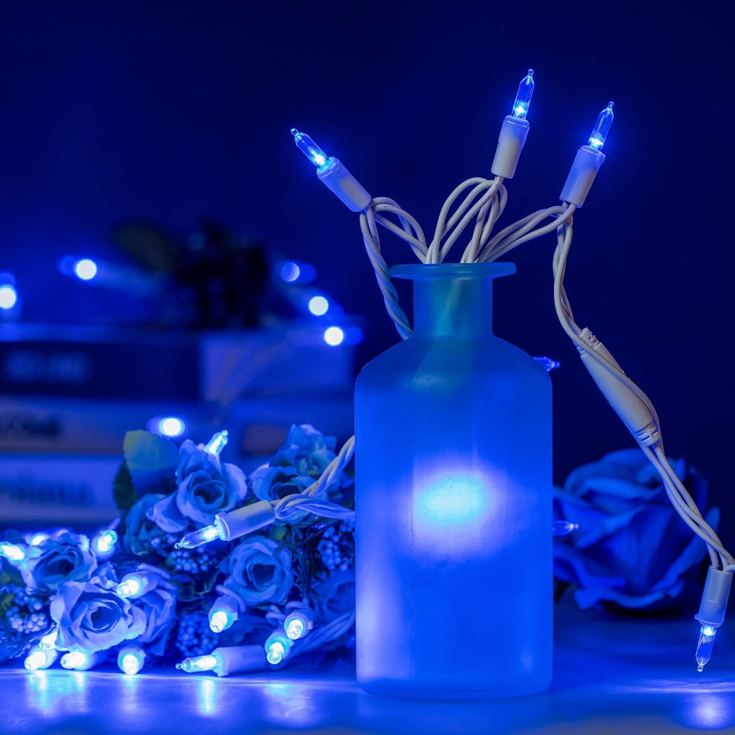 Meteds Christmas Lights 150 Count White Wire Ul Certified Connectable Warm White String Lights For Christmas Tree Garland Home Patio  Wedding Party Festival Decor-Blue