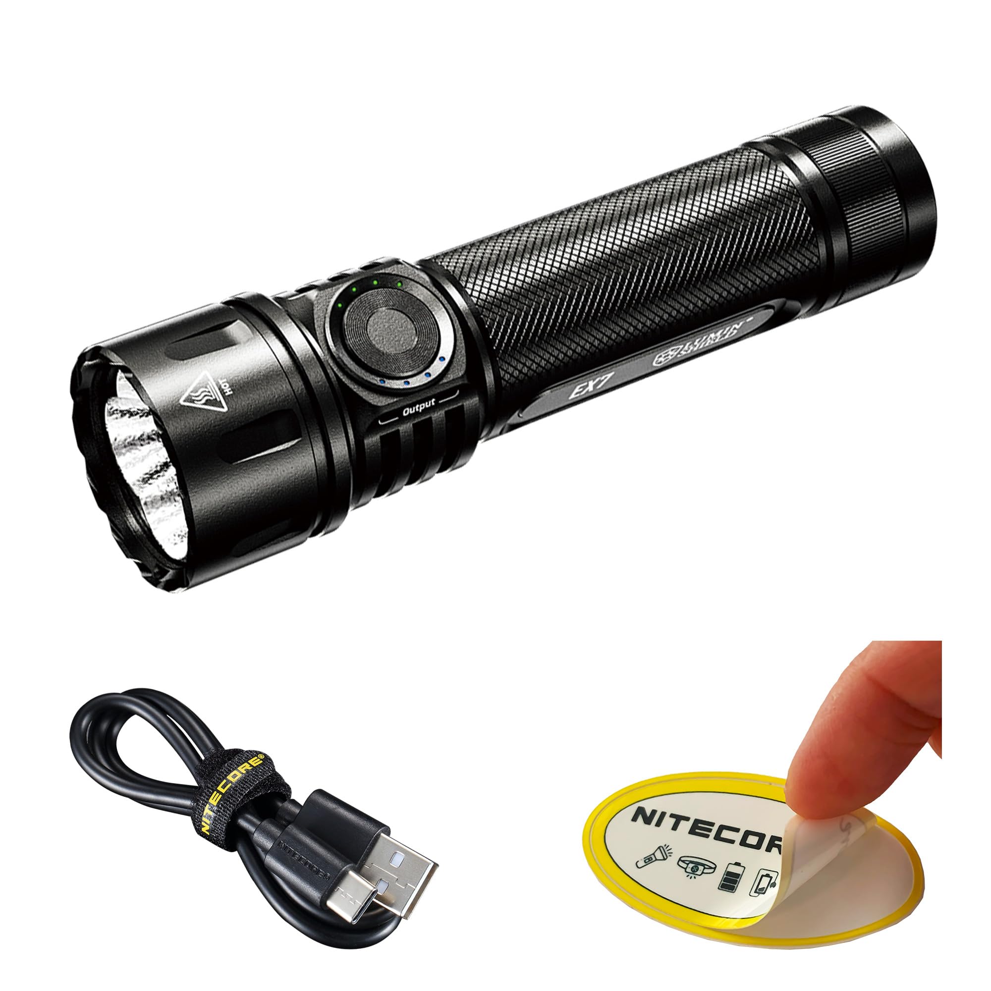 Nitecore EX7 6000 Lumen Flashlight - High Performance Rechargeable Torch with Spotlight, Floodlight, Mixed - USB-C Fast Charging