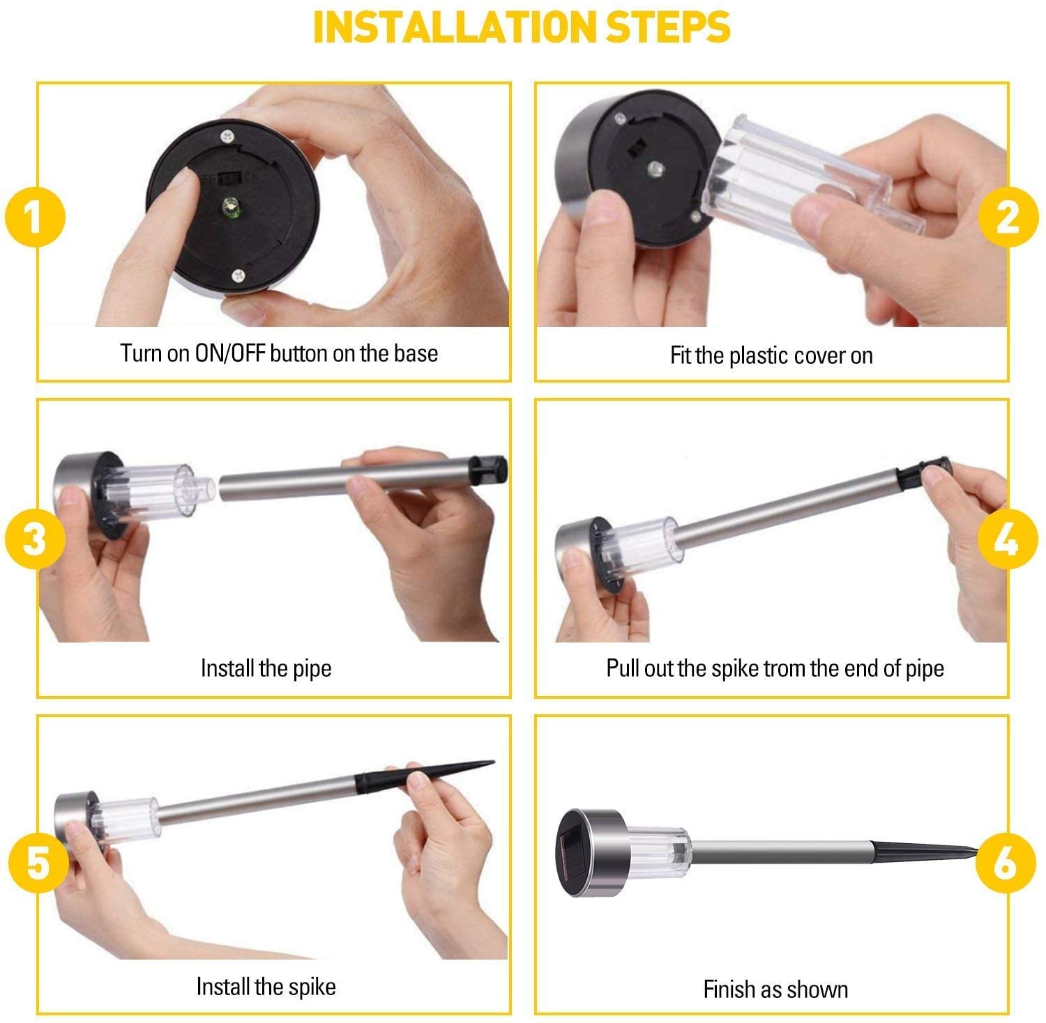 SUNNEST Solar Lights Outdoor - 16 Pack Solar Pathway Lights Waterproof Steel Metal Auto On/Off Solar Garden Lights Bright Up to